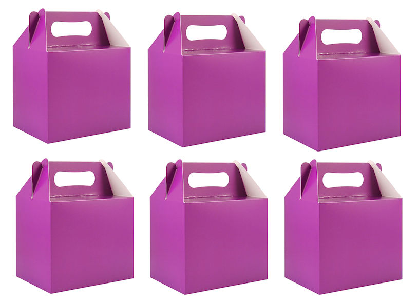 6 Coloured Party Boxes - Choose From 13 Colours - Food Lunch Cardboard Childrens - Picture 5 of 13