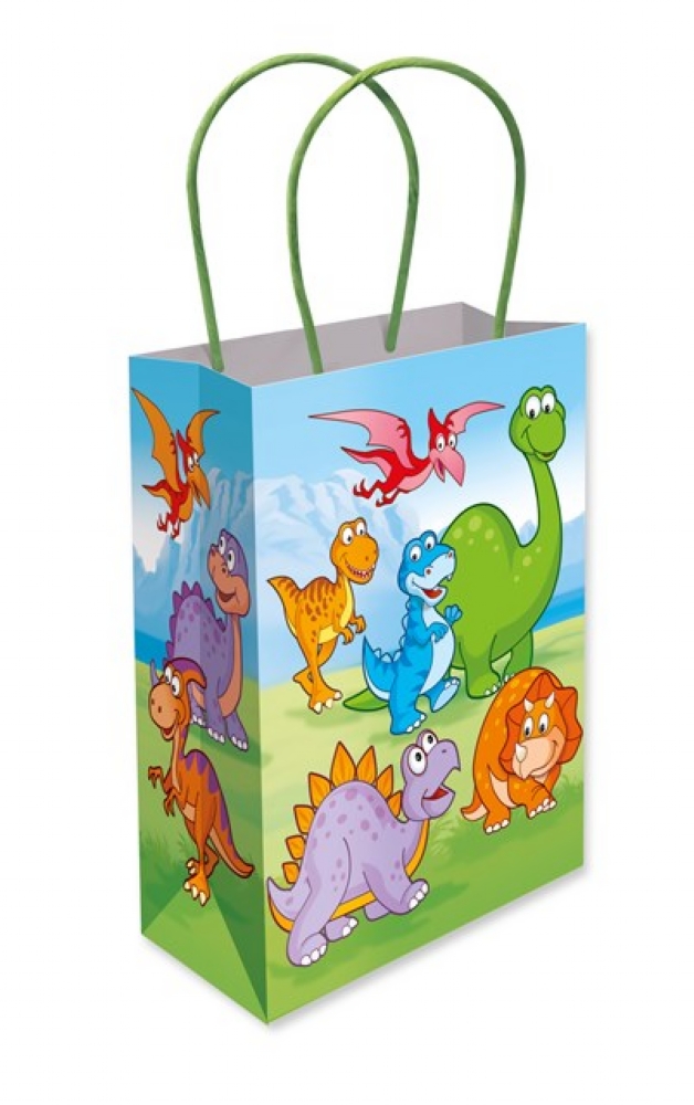 6 Dinosaur Paper Handle Bags - Toy Loot/Party Bag Fillers Childrens/Kids