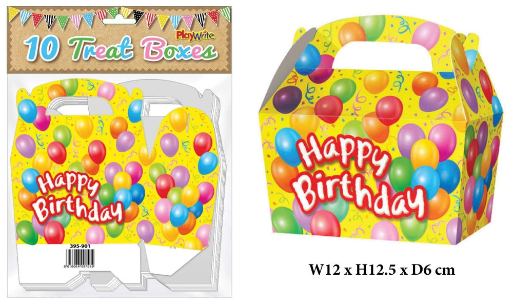 10 Happy Face Treat Boxes Small Cupcake Food Loot Cardboard Gift 