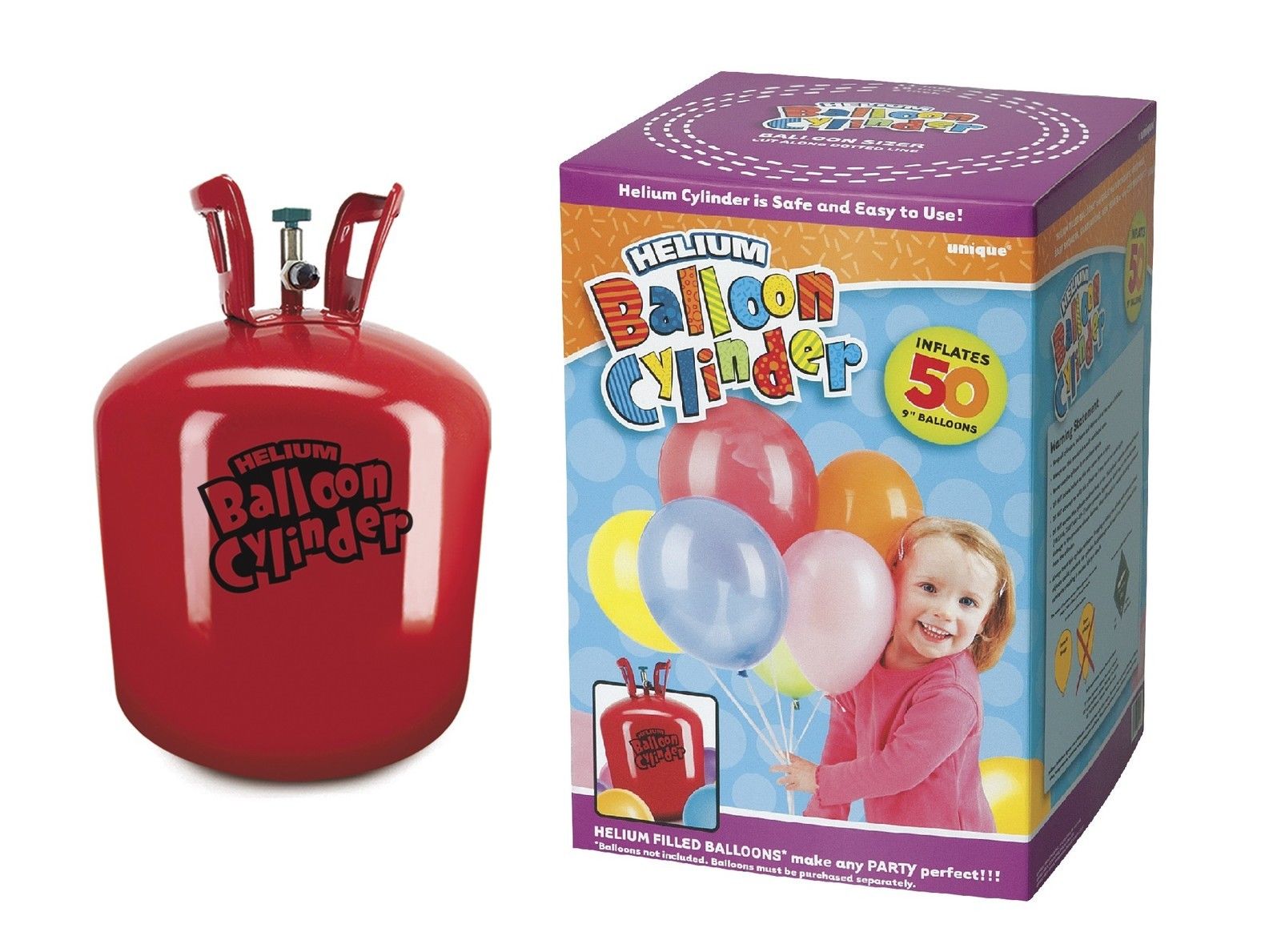 Large Helium Gas Disposable Cylinder Fills 50 Balloons Party Latex