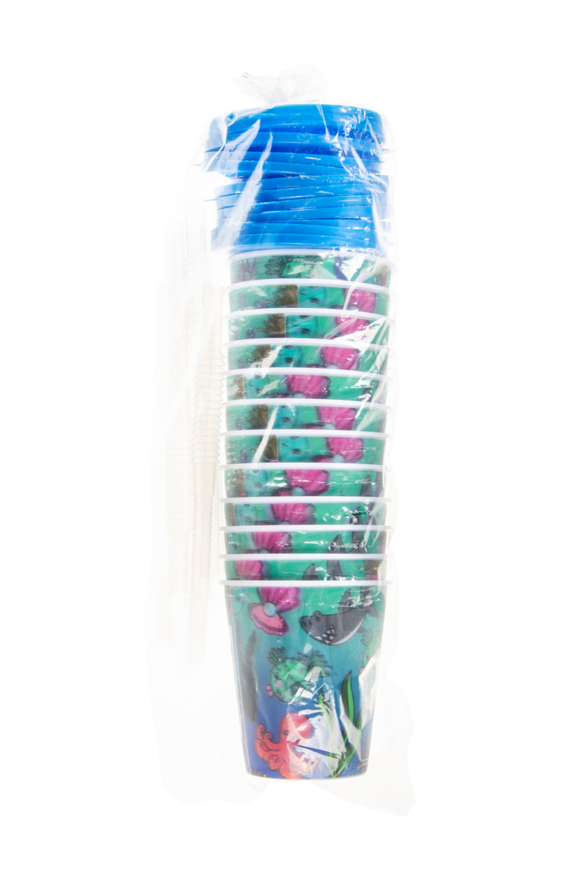 12 Reusable Plastic 3D Cups & Straws - Party Tableware Kids Party Events BBQ - Picture 24 of 26