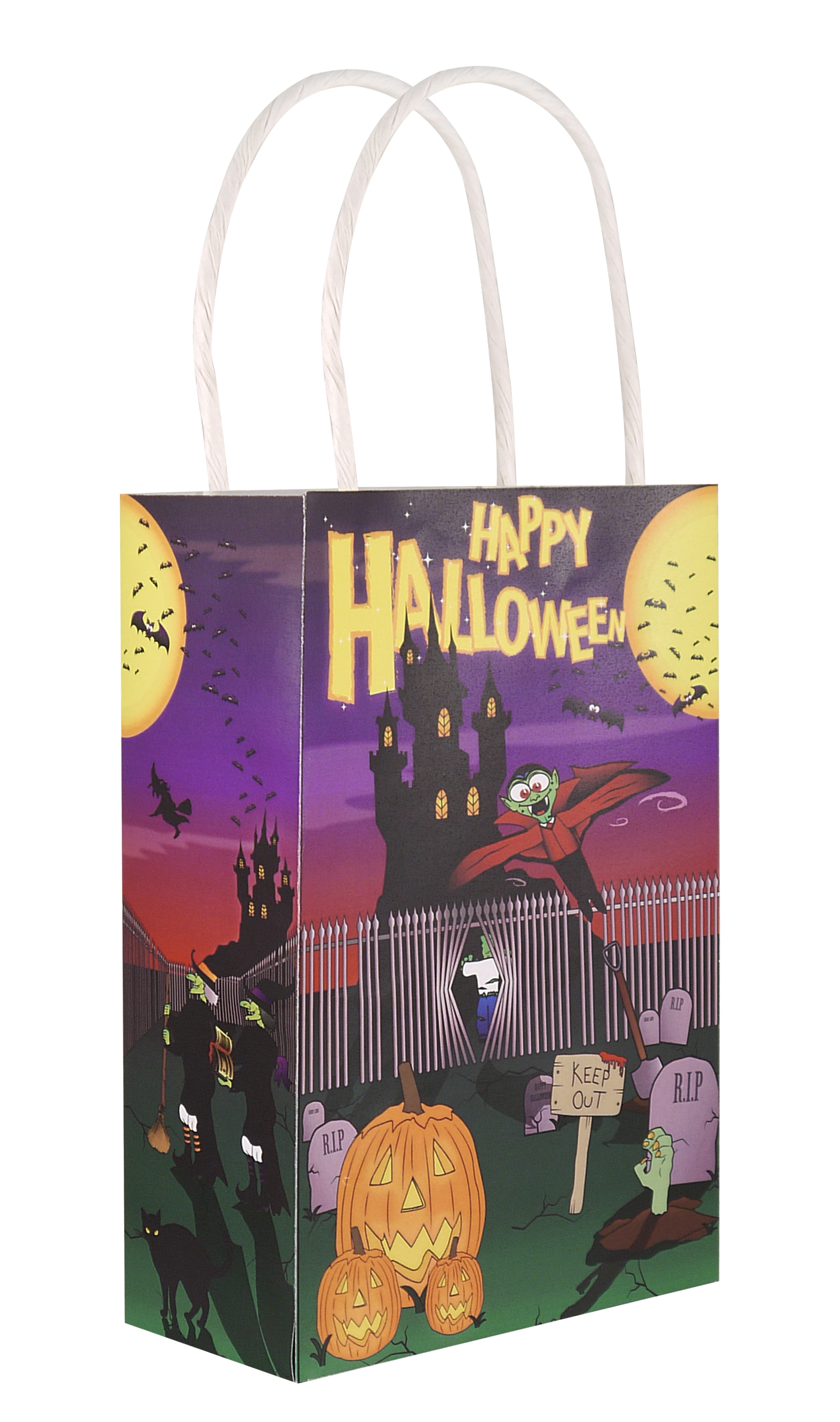 6 Halloween Bags With Handles Gift Toy Loot/Party Bag Kids Trick Or