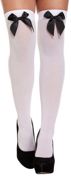 White stockings with black bows clearance