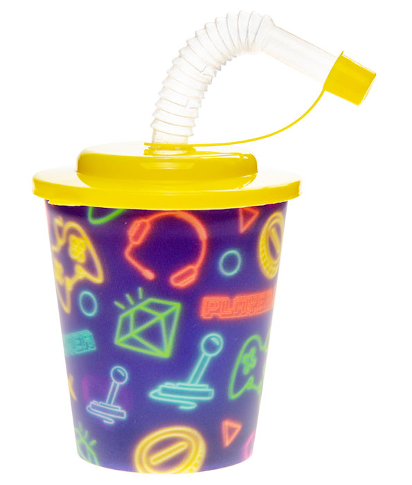 12 Reusable Plastic 3D Cups & Straws - Party Tableware Kids Party Events BBQ - Picture 20 of 26