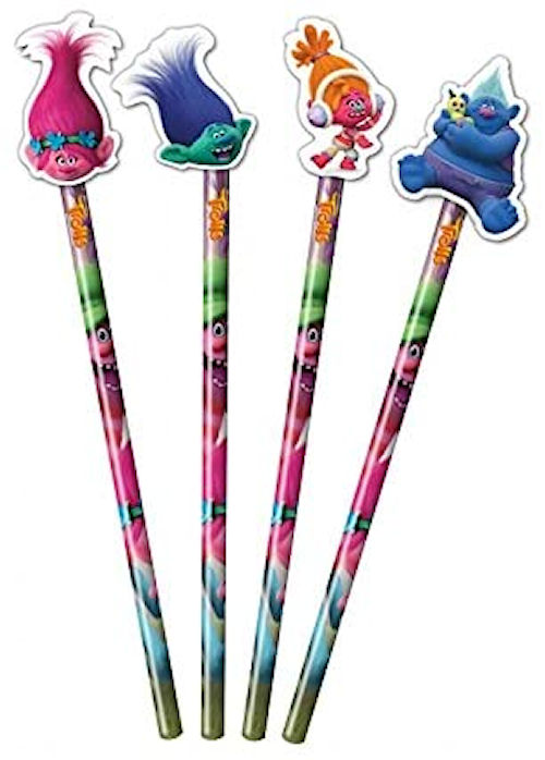 6 Trolls Pencils Erasers Pinata Toy Loot Party Bag Fillers 