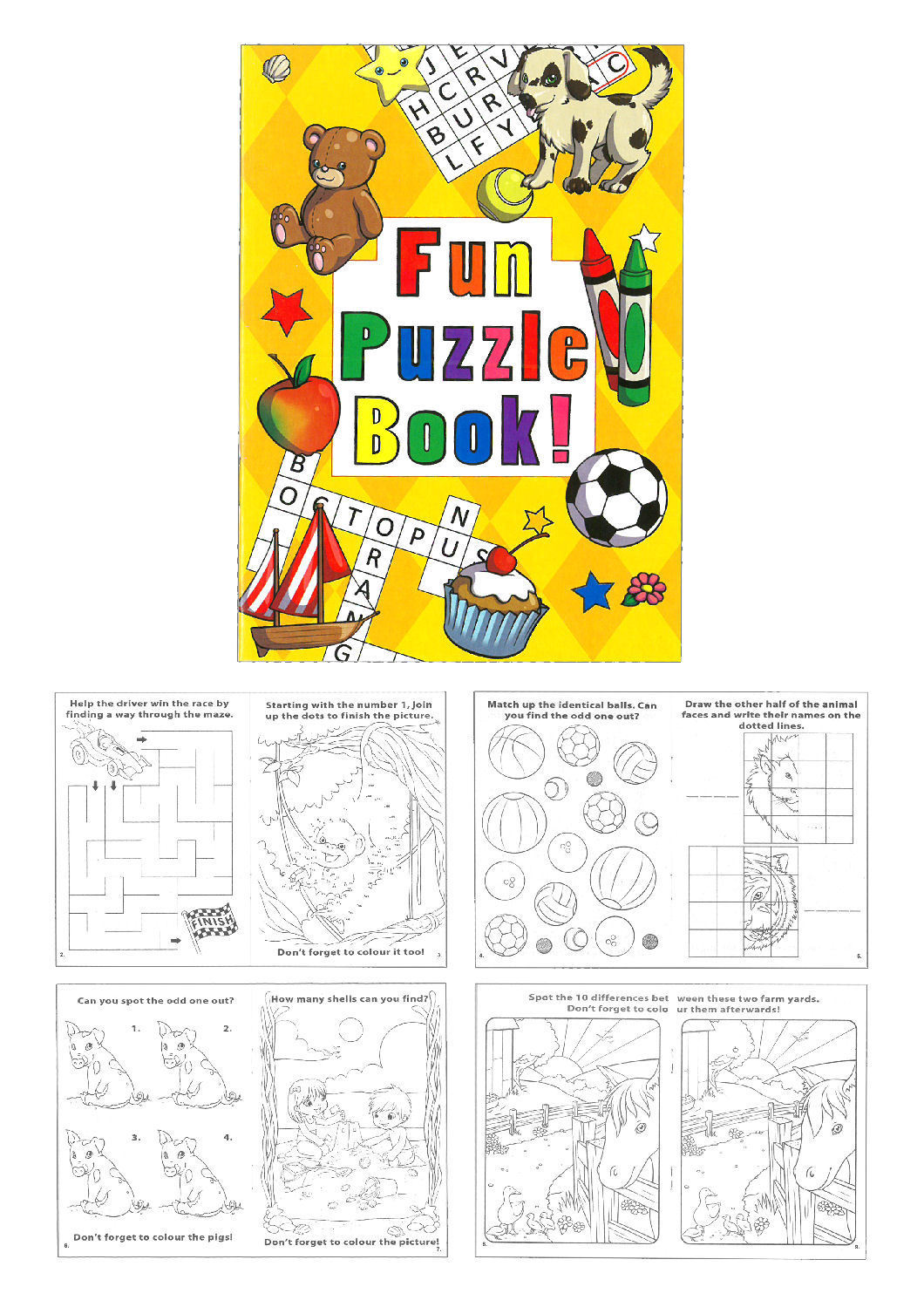 Pinata Toy Loot//Party Bag Fillers Wedding//Kids Children A6 Books 6 Puzzle Fun
