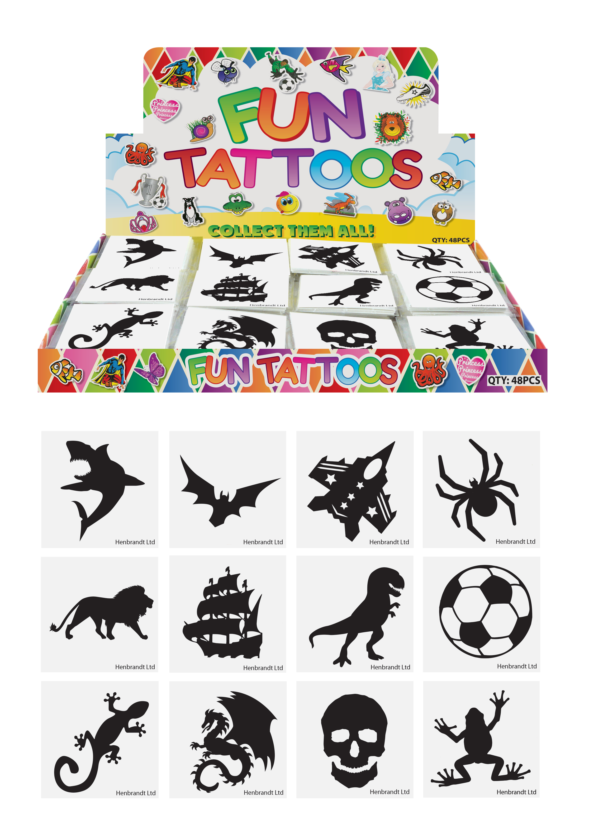 Dinosaur Temporary Tattoo Party Bag Toy x 10 