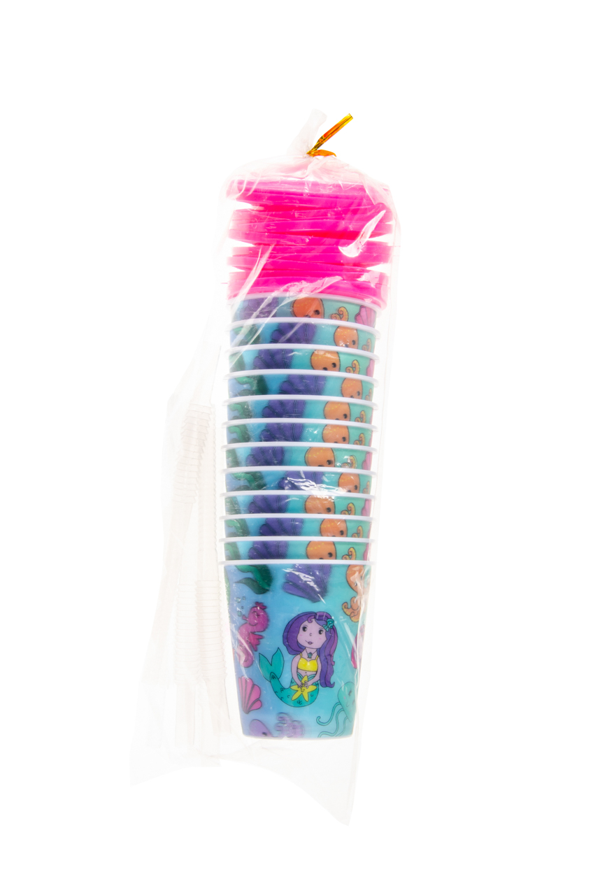 12 Reusable Plastic 3D Cups & Straws - Party Tableware Kids Party Events BBQ - Picture 6 of 26