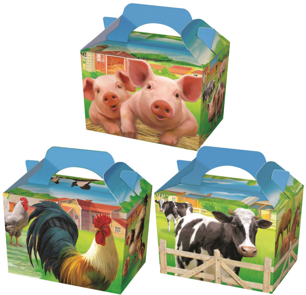 20 Farm Animal Party Boxes Food Loot Lunch Cardboard Gift Kids