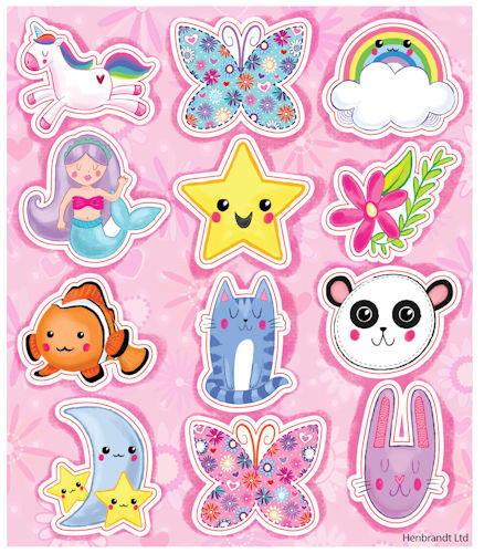 Party Bag Filler Pinata Toy 6 Sticker Sheets Choose From 11 Designs 