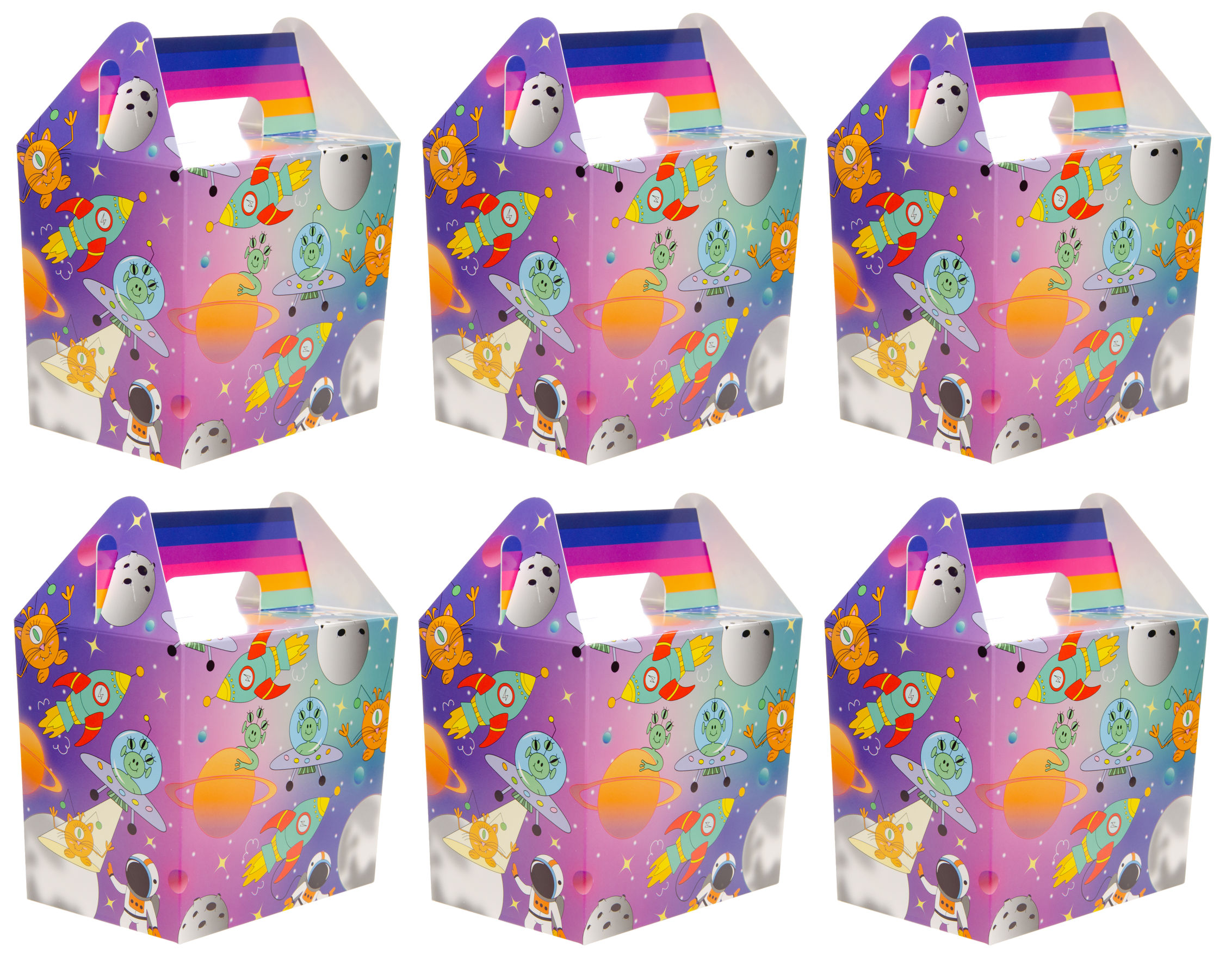 Themed Party Food Lunch Boxes | Set of 6 | Eco-Friendly Cardboard | 14x9.5x12 cm - Picture 33 of 41