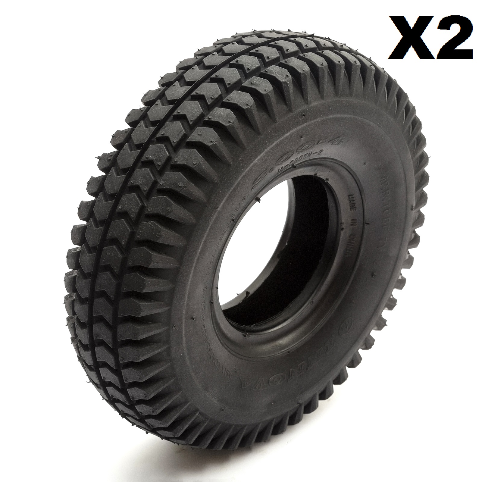 2 Tyre 260x85 Black Knobbly Block Tread Mobility Scooter 4 Inch Wheel