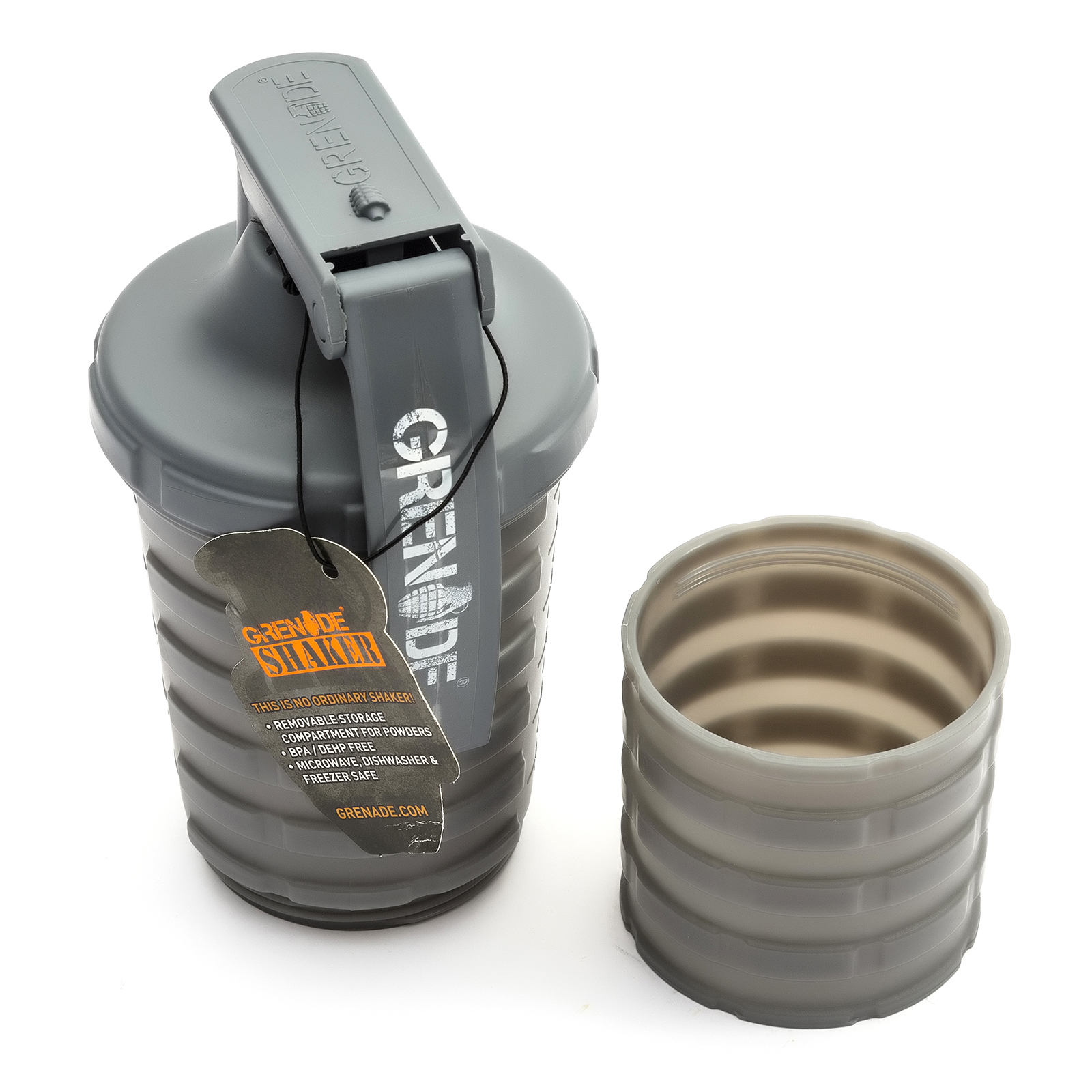 shaker bottle with storage compartment