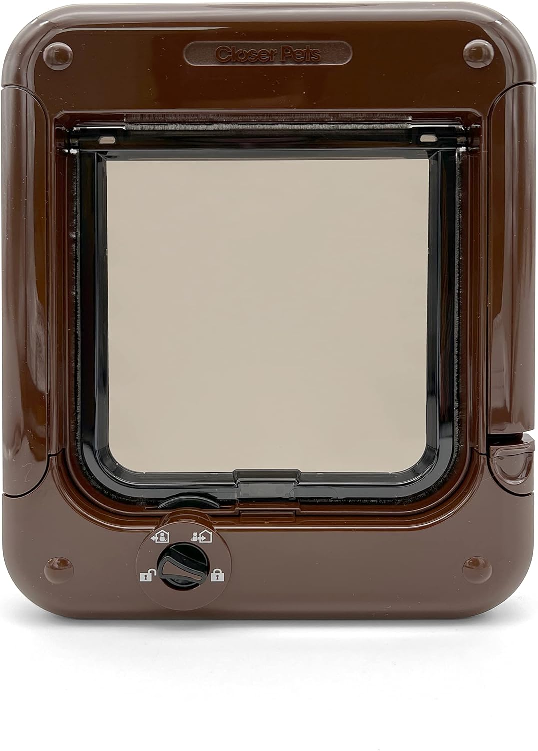 Cat Mate Way Locking Cat Flap Rotary Lockable Brown UPVC Metal Wooden Door