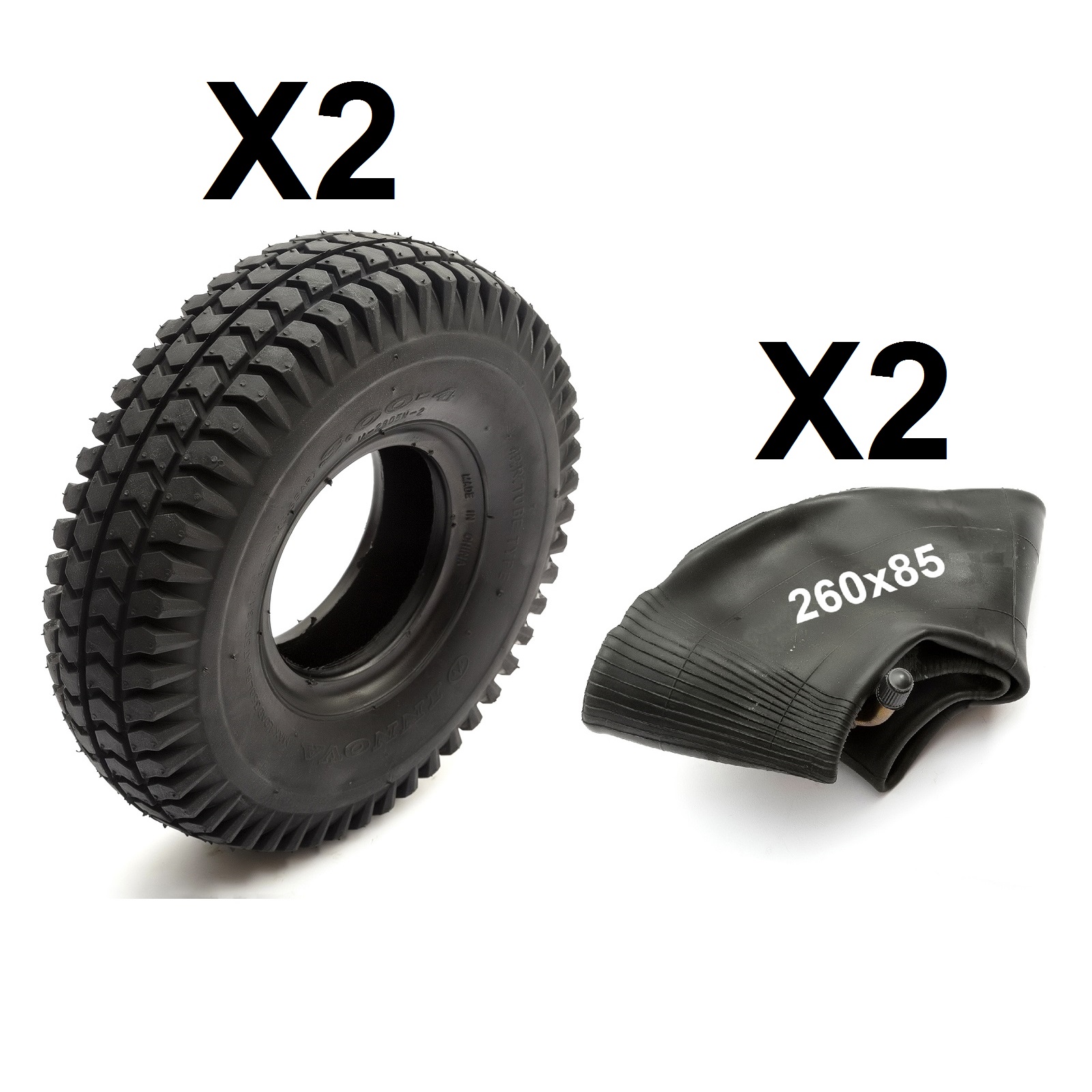 2 INNERTUBE 200x50 per scooter elettrico o sedia di Alimentazione Elettrica Benzina Tubo interno piegato