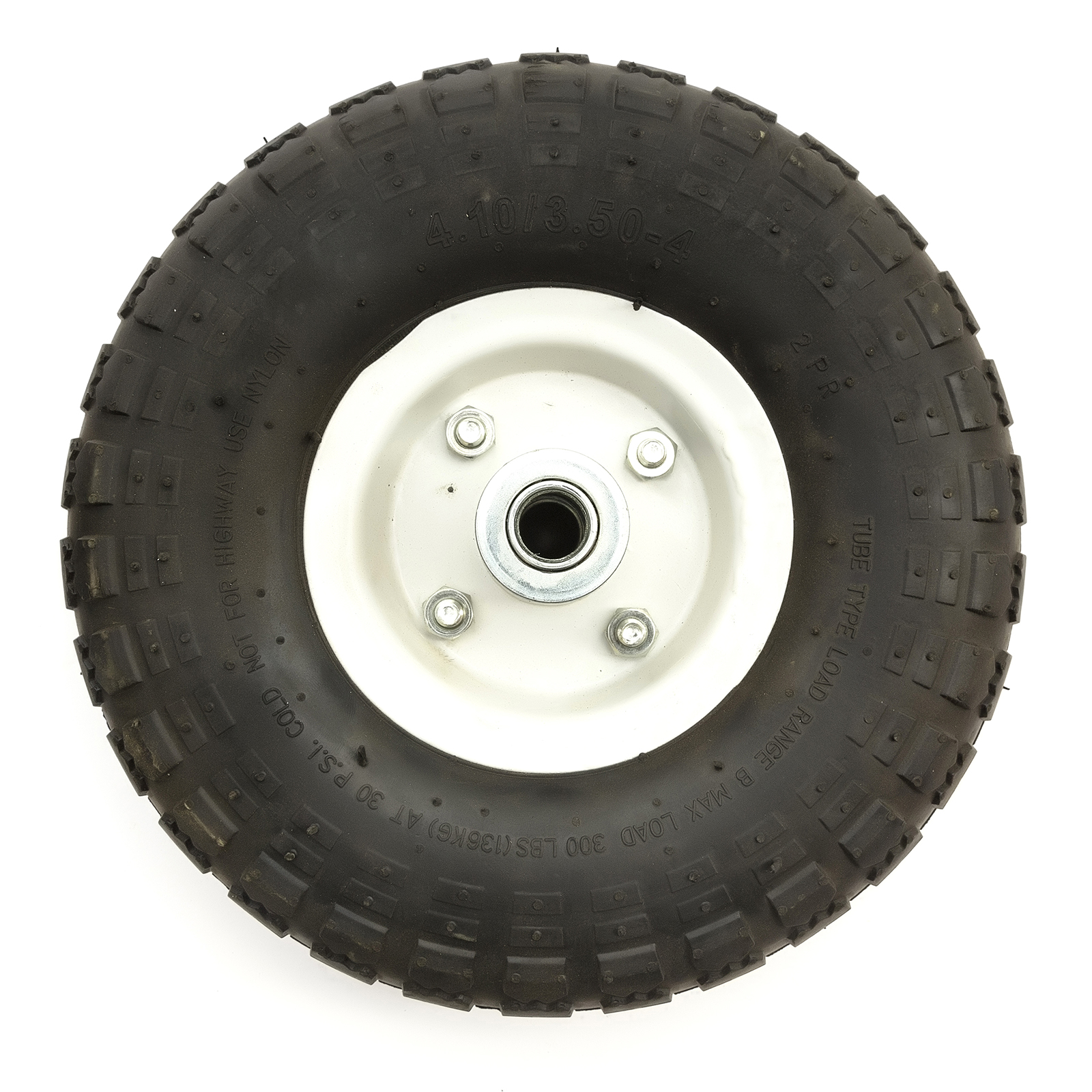 Flynama 4.10/3.50-4 In., 10 In. Diameter, 5/8 In. Axle Hole, 2.2 In. Heavy Duty Explosion Proof PU Foam Tire In Black