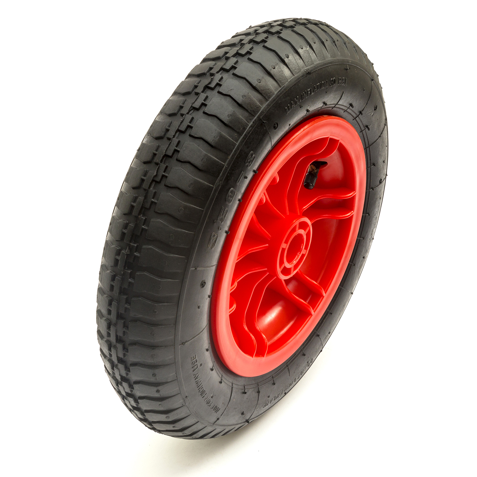 14 Inch 3.508 Red Spoked Wheel Pneumatic Tyre & Inner Tube Wheelbarrow