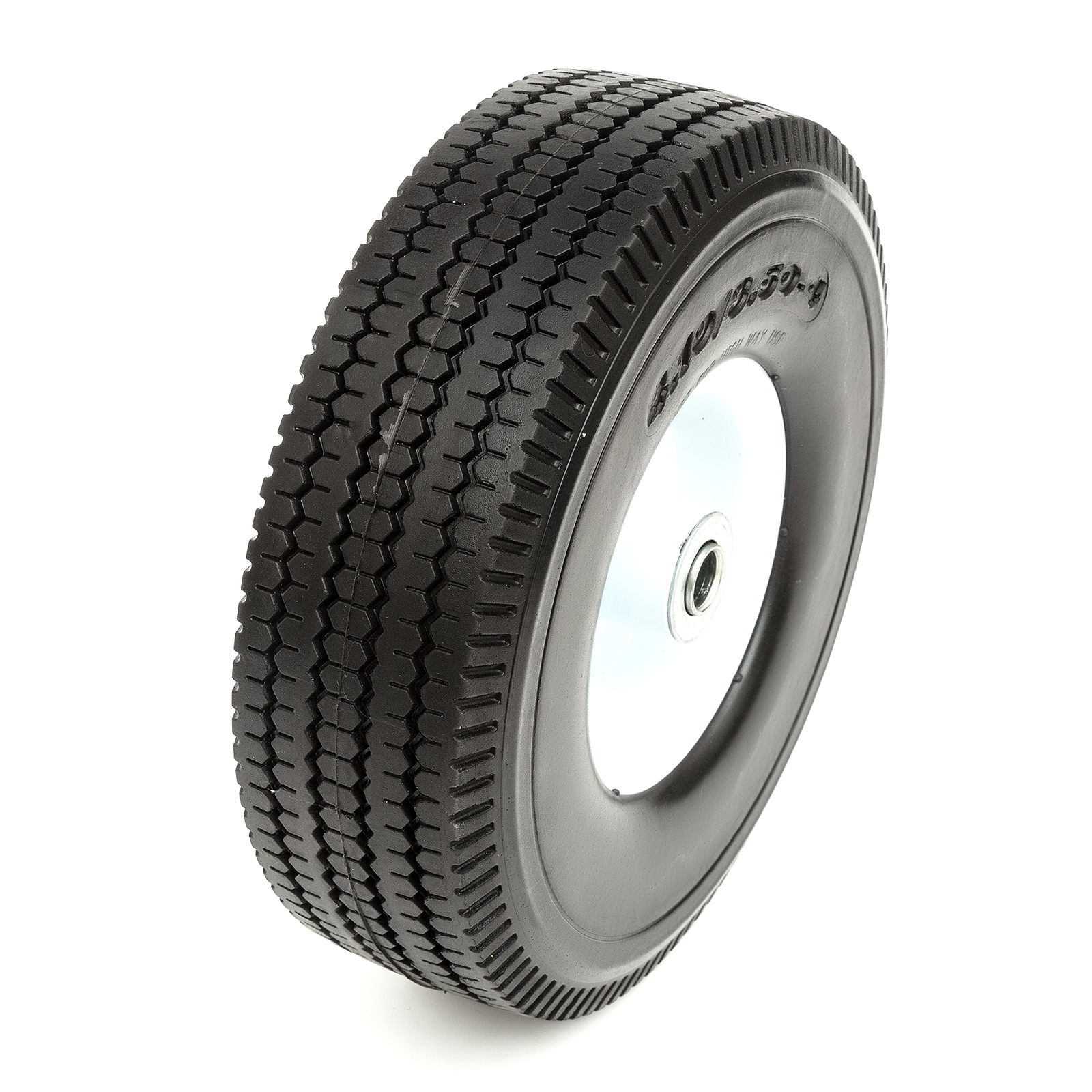 10 Inch 4.10//3.50-4 Solid PU Puncture Proof Tyre /& Offset Hub Metal Wheel Barrow