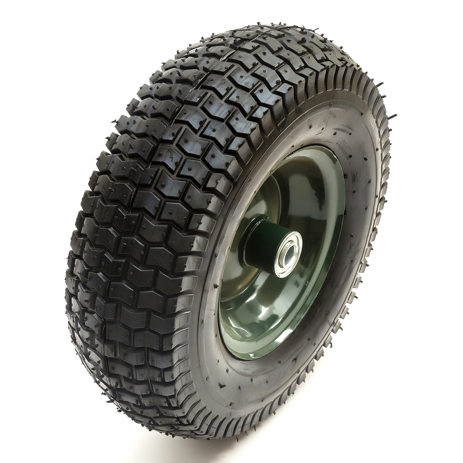 13 Inch 13x5.006 Green Metal Wheel & Tyre Offset Hub Bearings Garden