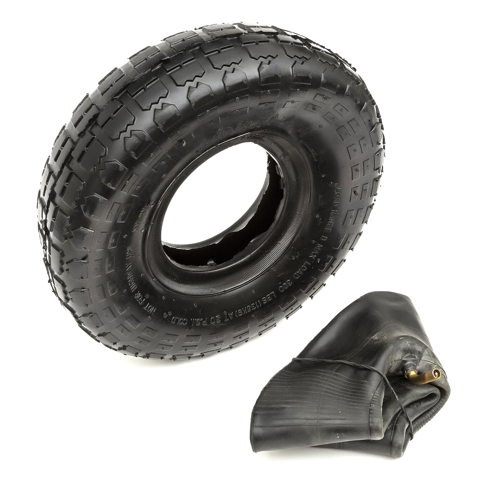 Wheelbarrow Tyre & Inner Tube Bent Valve Kit 4.10/3.504 4 Inch Wheel