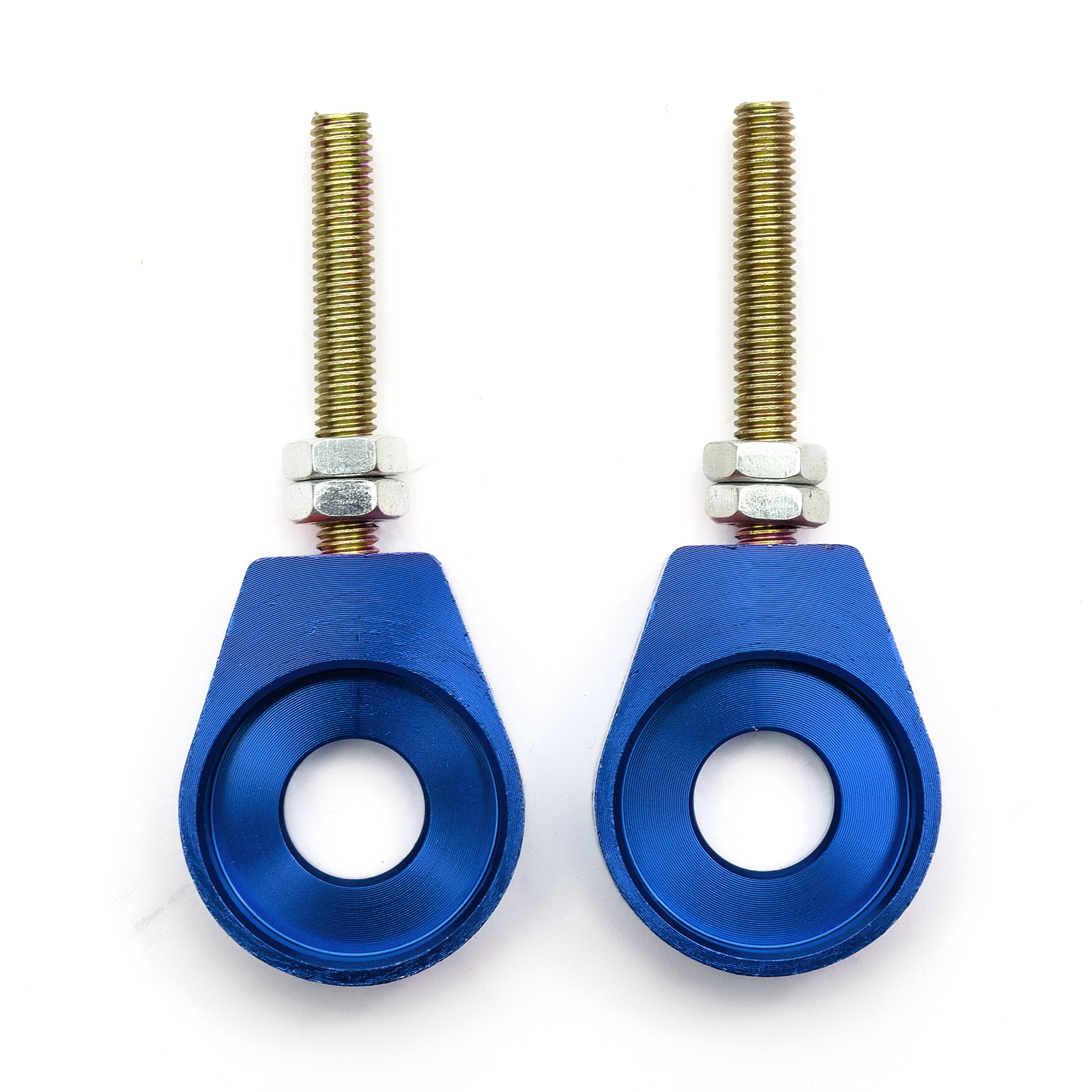 Pit Bike Blue Alloy CNC 15mm Rear Wheel Chain Tensioner Adjusters 110cc