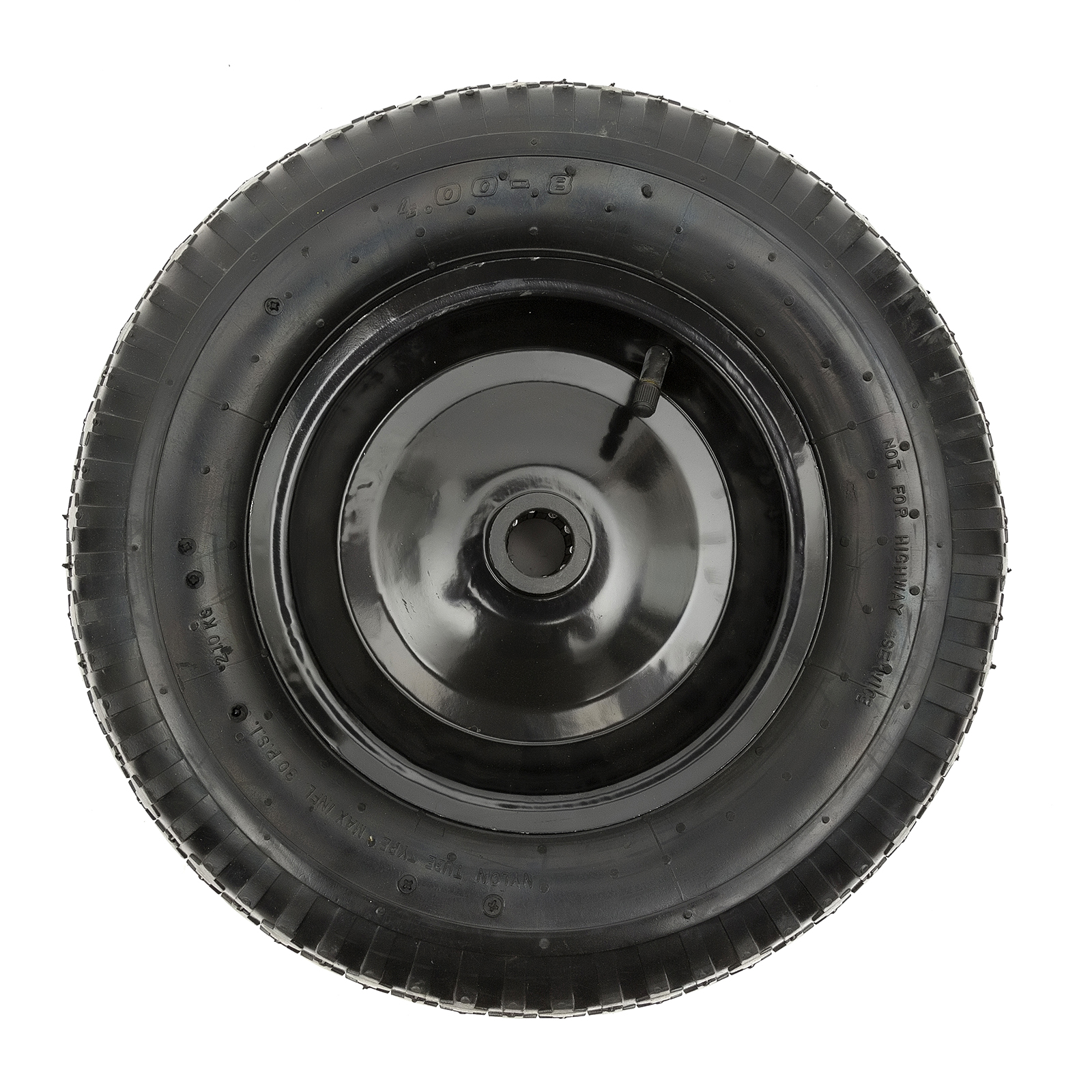 Wheel & Pneumatic 4 Ply 15" Tyre 4.80/4.008 Black & Bearing Fits