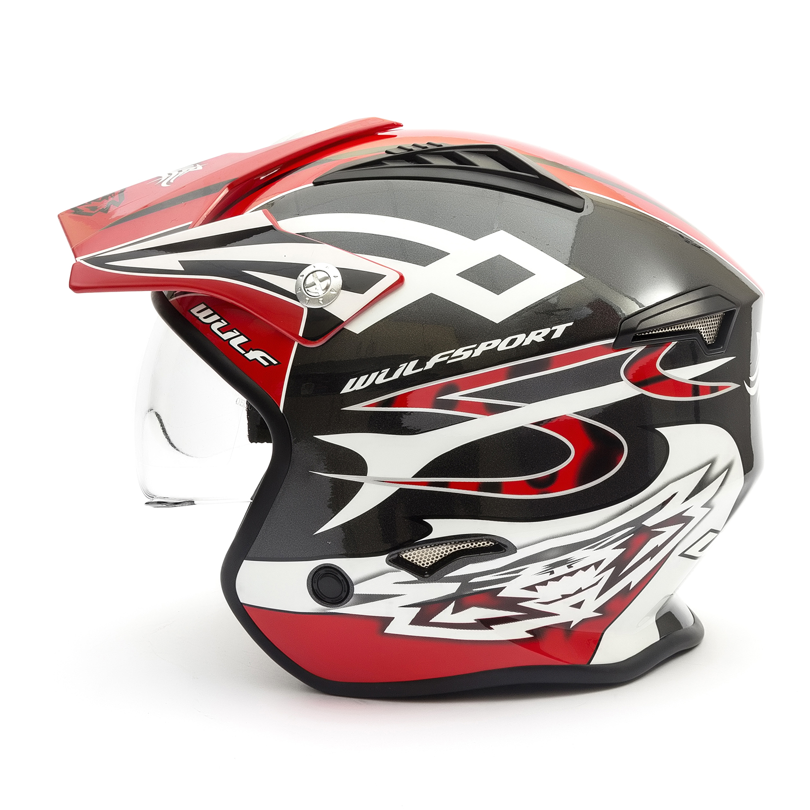 Red XS 53-54cm Wulfsport Adult Vista Trials Open Face Motorbike Motorcycle Helmet with Visor