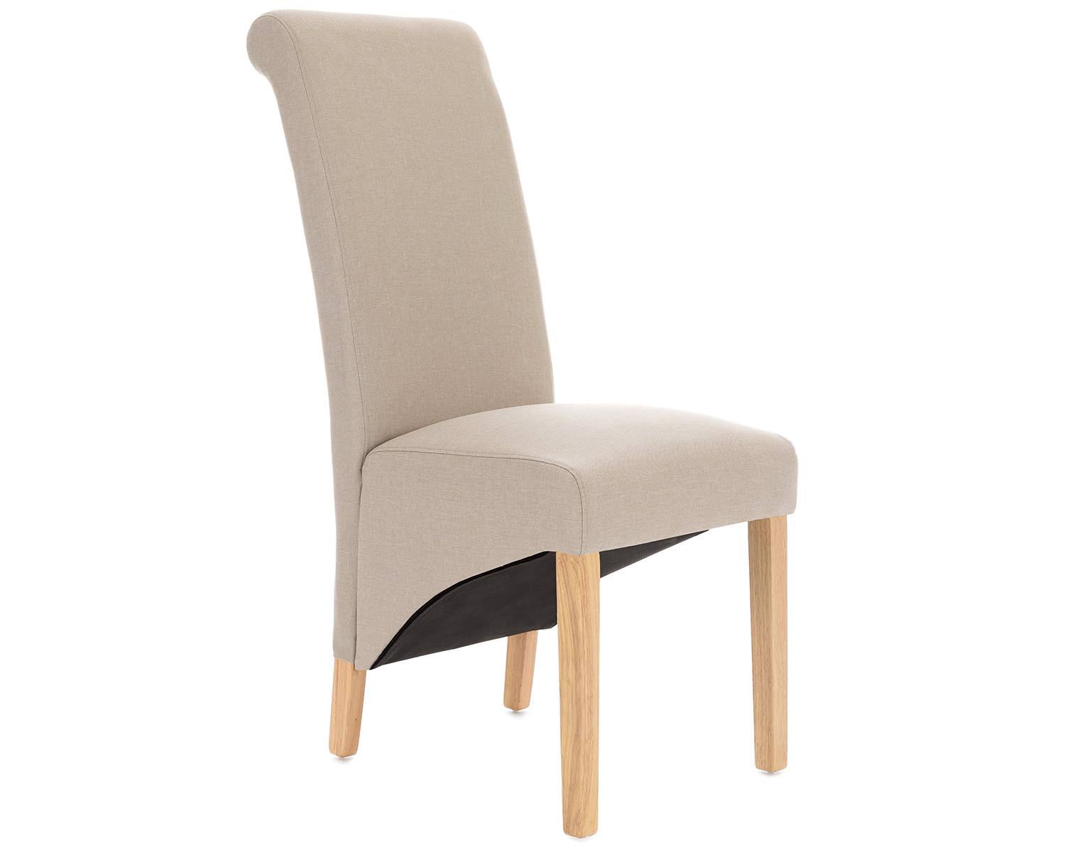 x2 Cream Linen Scroll Top Dining Chairs Oak Legs Premium Quality 105*46*50cm 5055497719053 eBay
