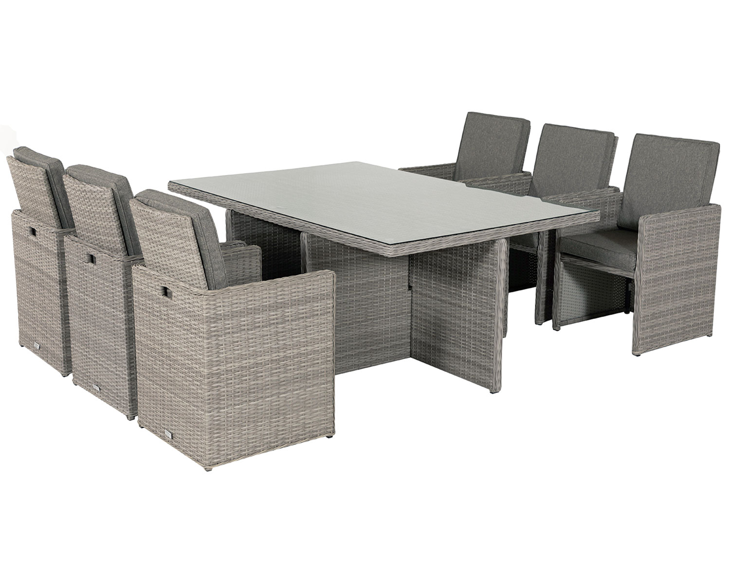Grey Rattan Cube Set 6 Seat Garden Furniture Outdoor Patio ...