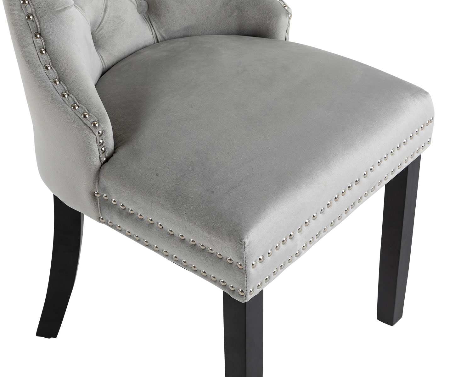 Square Knocker Chair / Ashford Dining Chair in Light Grey Velvet with