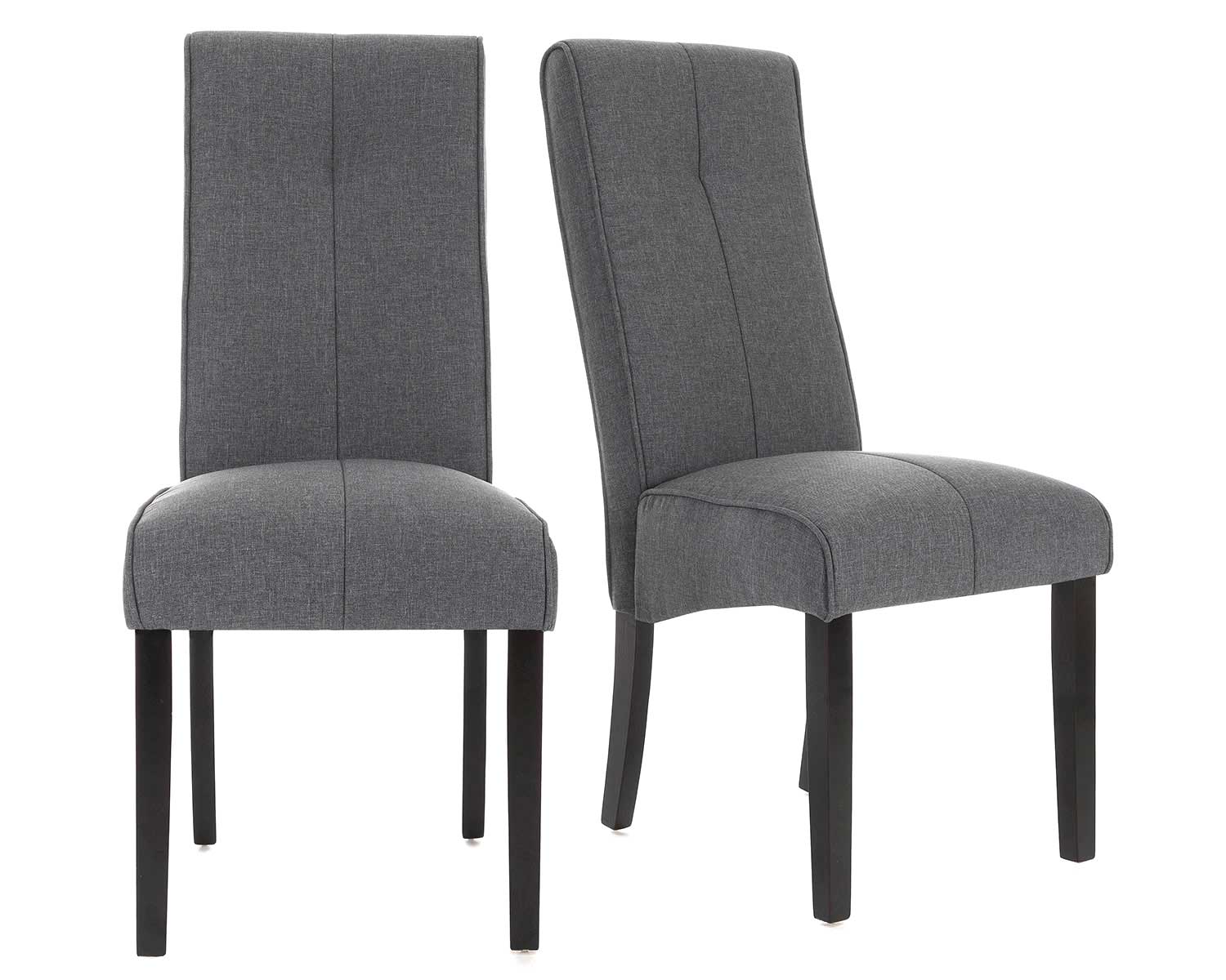 x2 Vienna Grey Linen Dining Chair with Oak Legs Luxury Upholstered