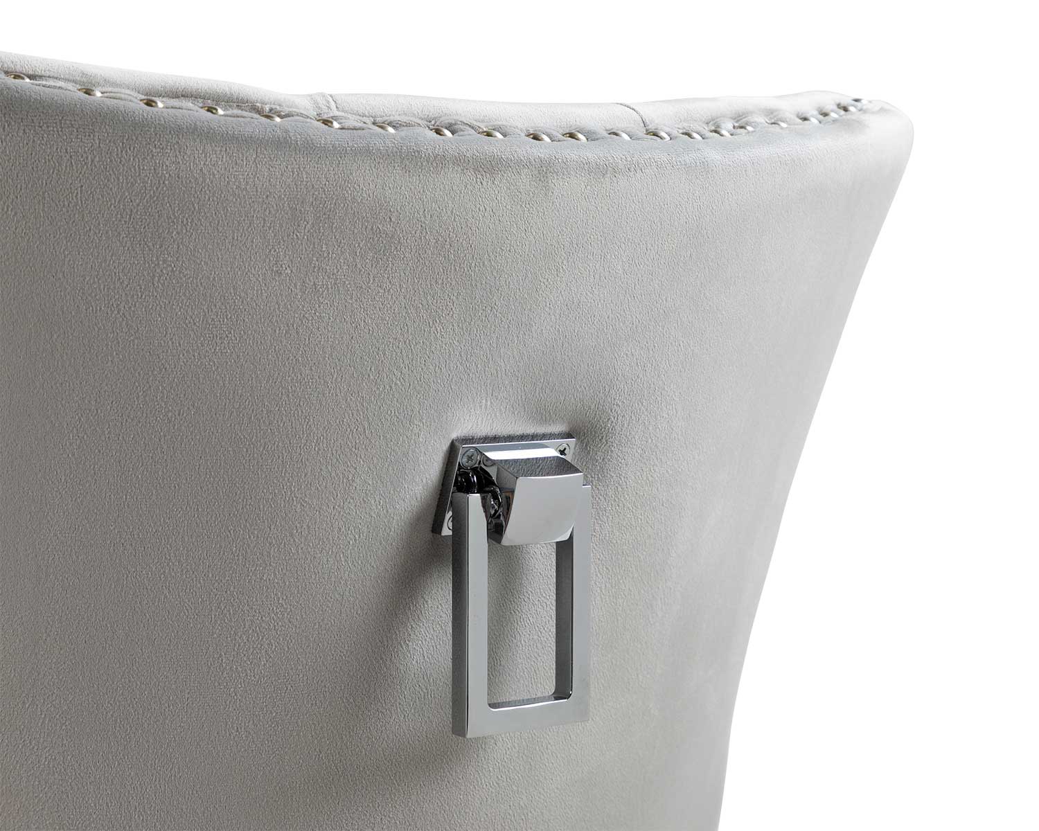 Grey Velvet Dining Chair Studded Button Back Chrome ...