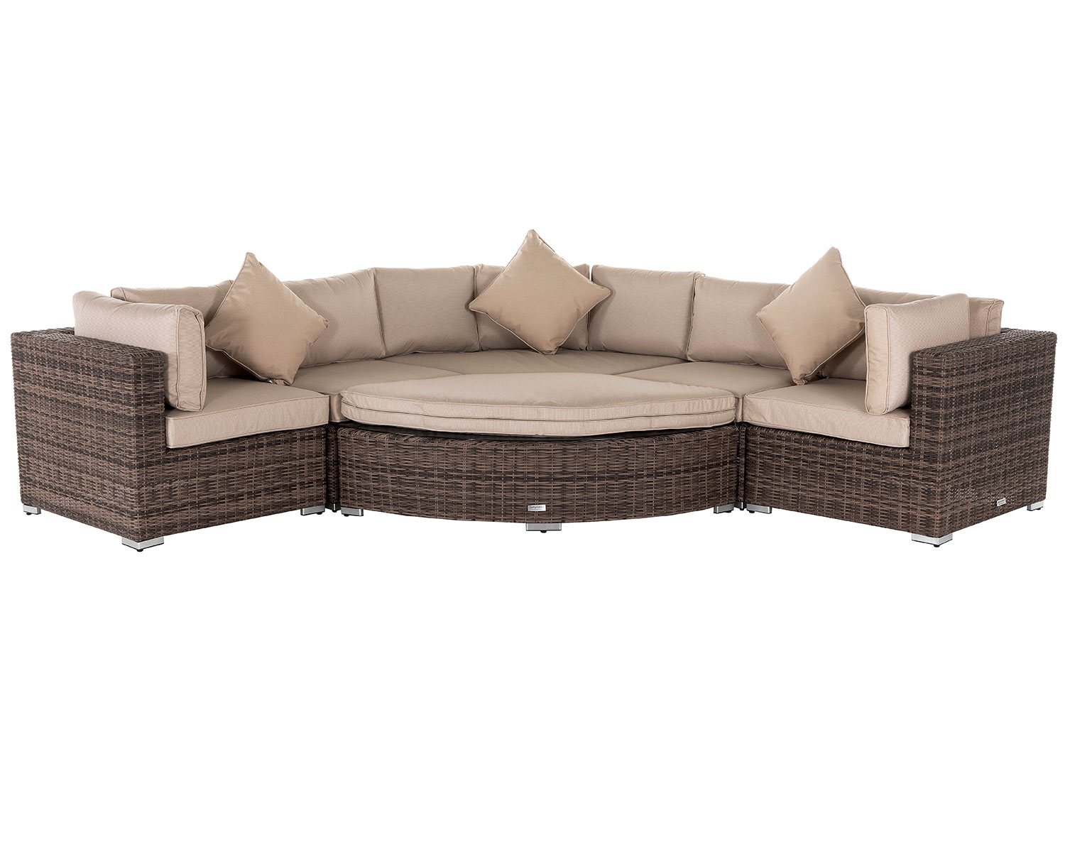 Rattan Corner Sofa Set 6pc Truffle Modular Angular Premium Garden Rattan Corner Sofa Set 6pc Truffle