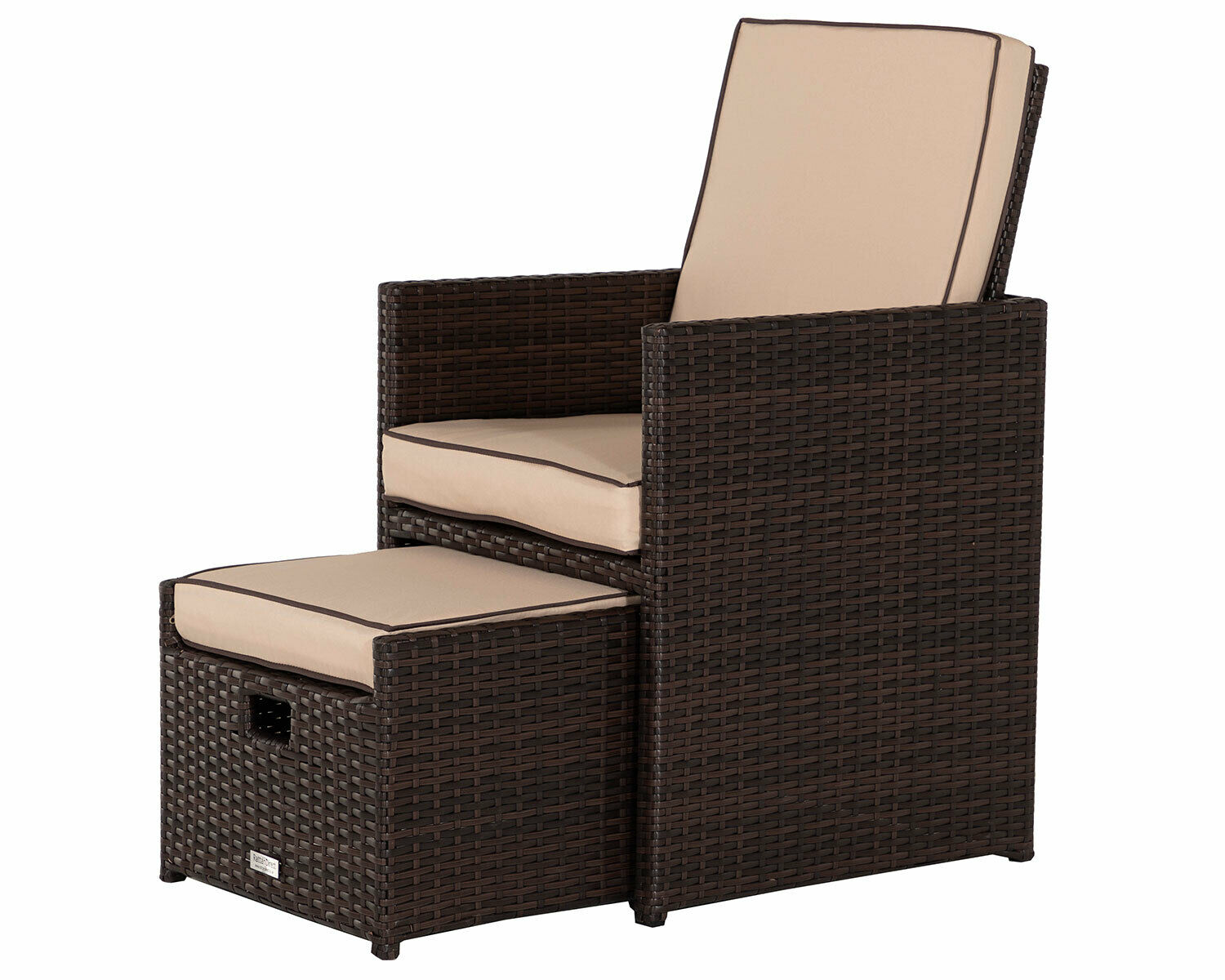 Brown Rattan Cube Set 6 Seats & 4 Footstools Garden Furniture Outdoor