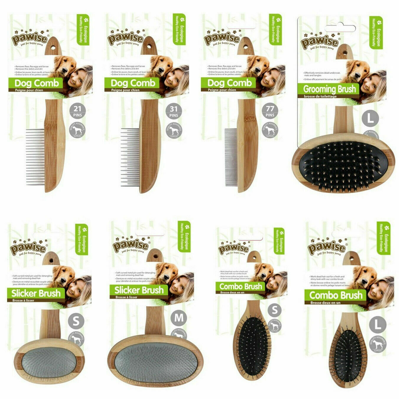 Pawise Dog & Puppy Grooming Slicker Brushes Detangling Combs Combo Pins