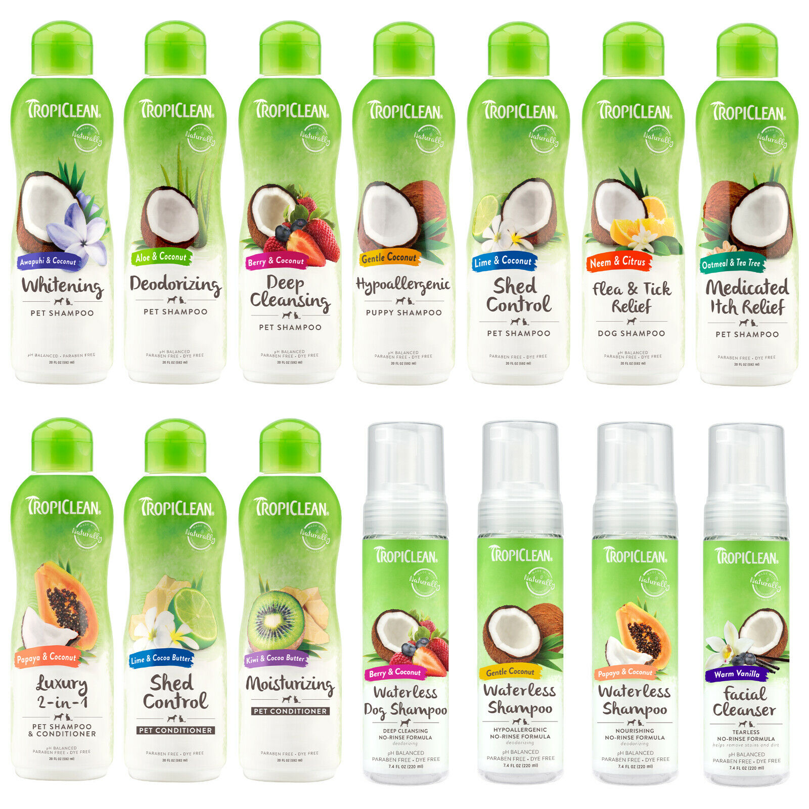 Tropiclean Dog Grooming Shampoo & Conditioner Cocount Waterless Smell