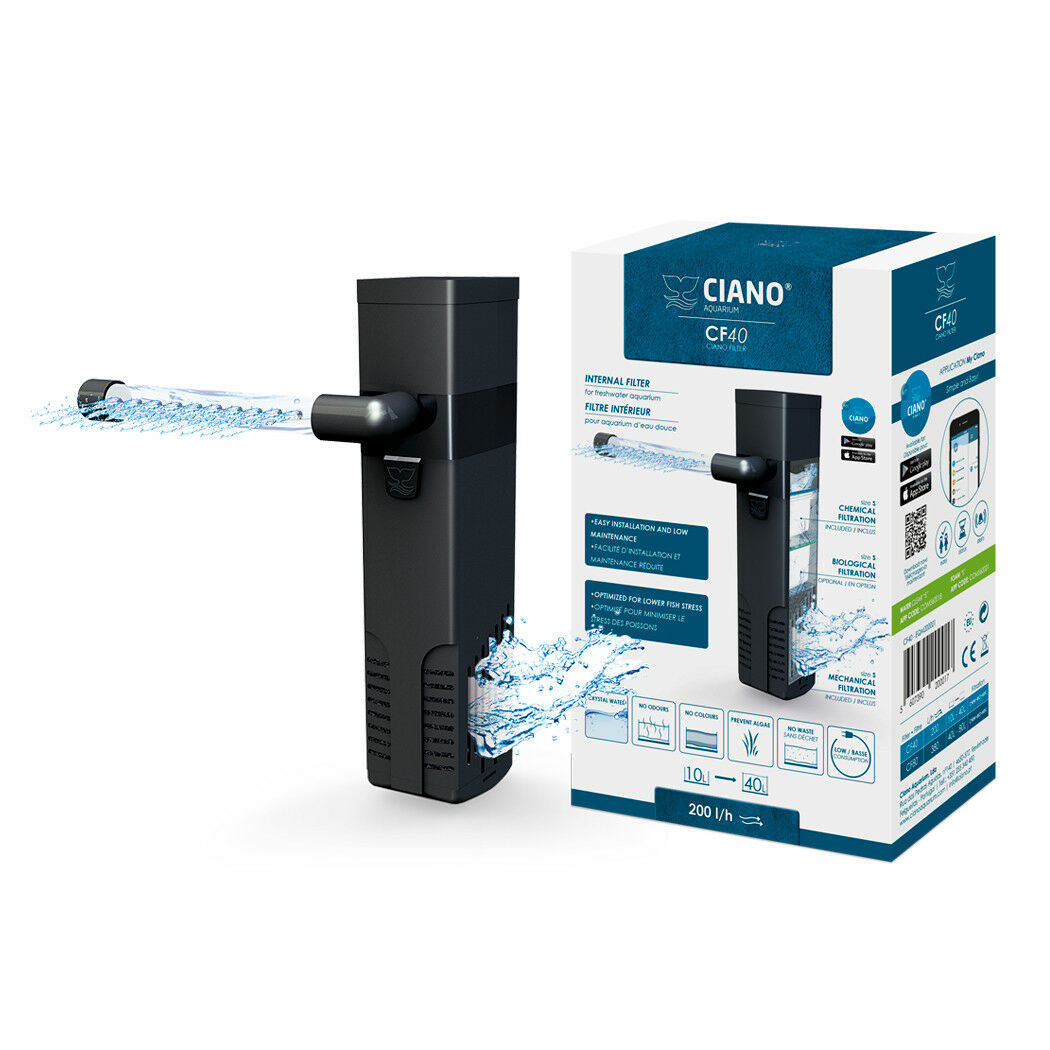 Ciano Aquarium Fish Tank Internal Filter CF40 FREE Filter Media 200L/h