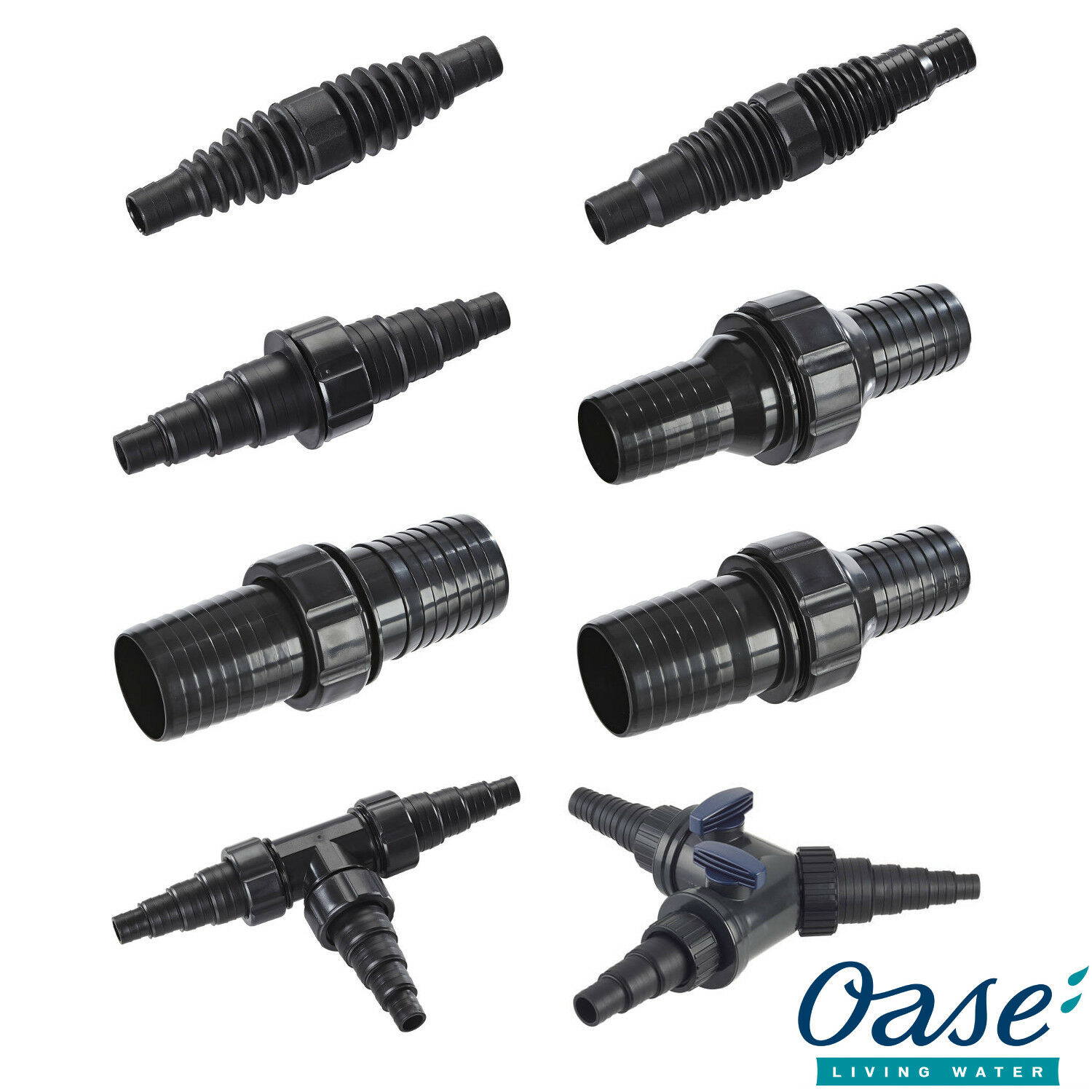 Oase Flexible Pond Hose Pipe PVC Hosetail Connectors Reducers Y/T