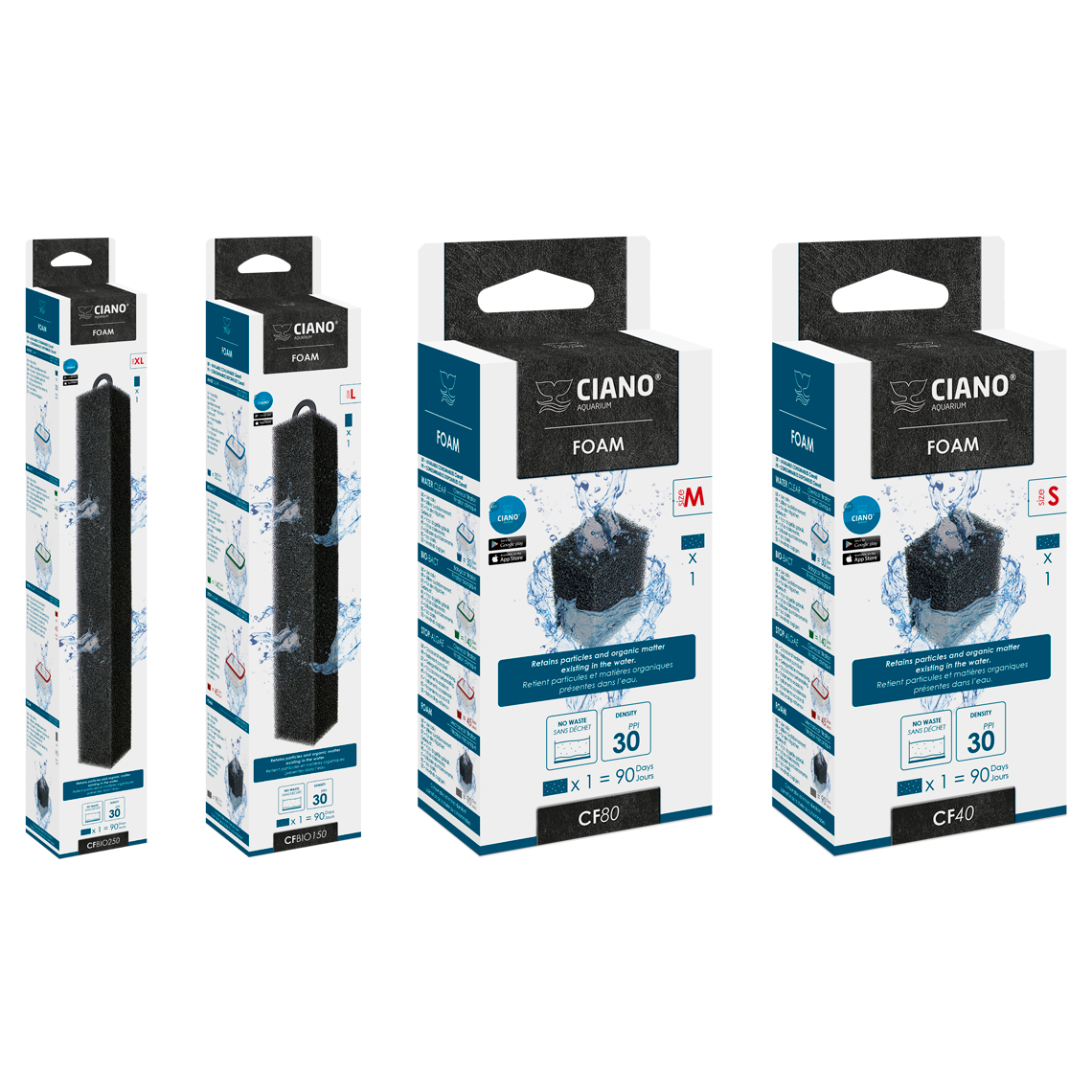 Ciano Filter Media Cartridge BIO-BACT FOAM STOP ALGAE WATER CLEAR S / M / L  / XL