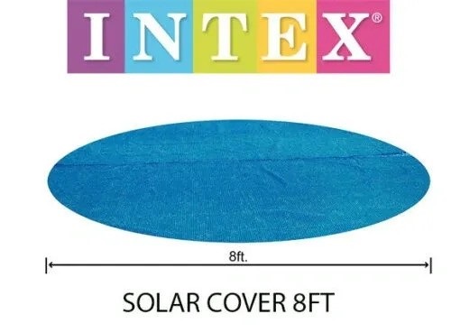 INTEX 8FT OR 10FT SOLAR POOL COVER HEATS CLEAN DEBRIS PADDLING SWIMMING BNIB