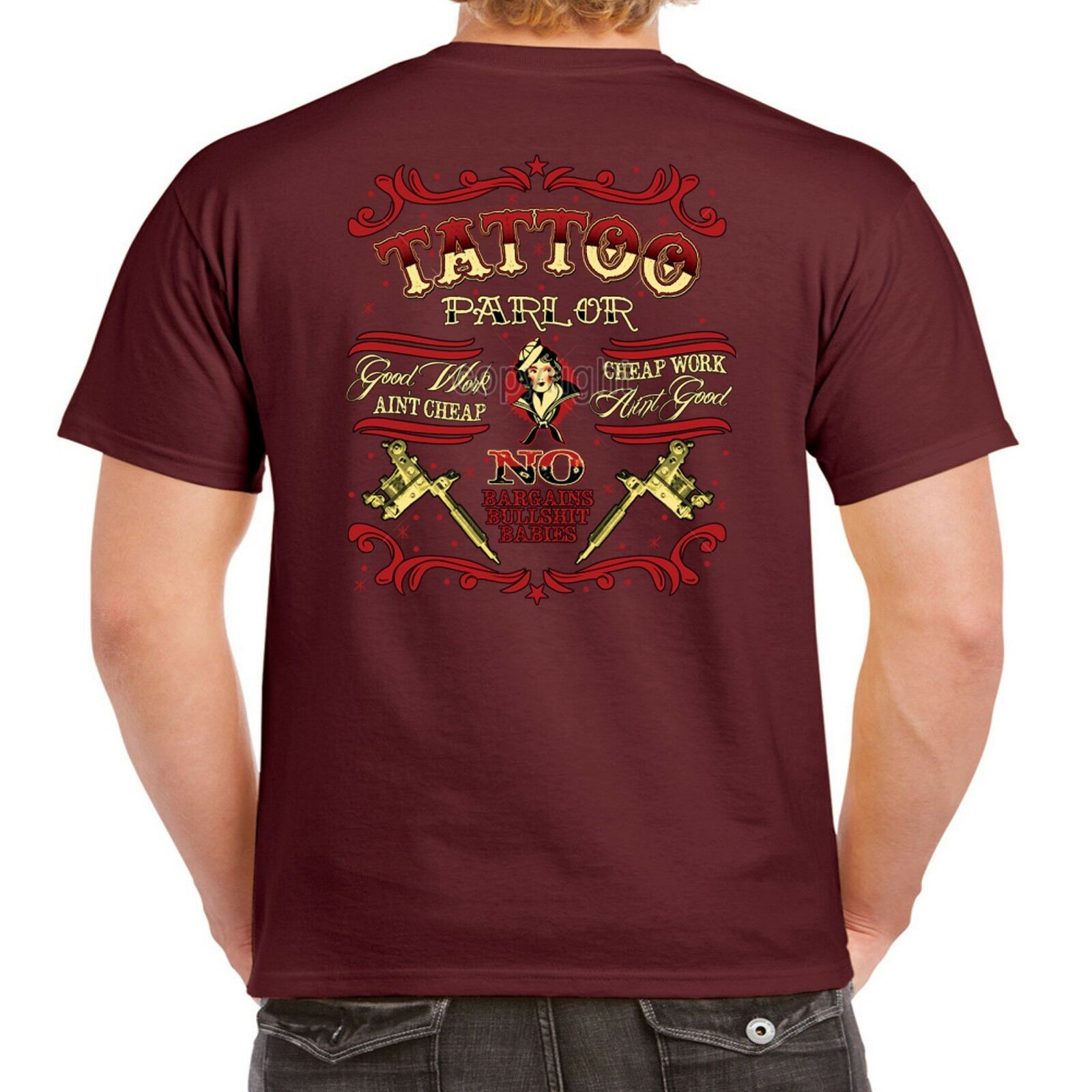 Mens Hotrod 58 T Shirt TATTOO PARLOR Tattooist Gun Ink Vintage Rockabilly 134