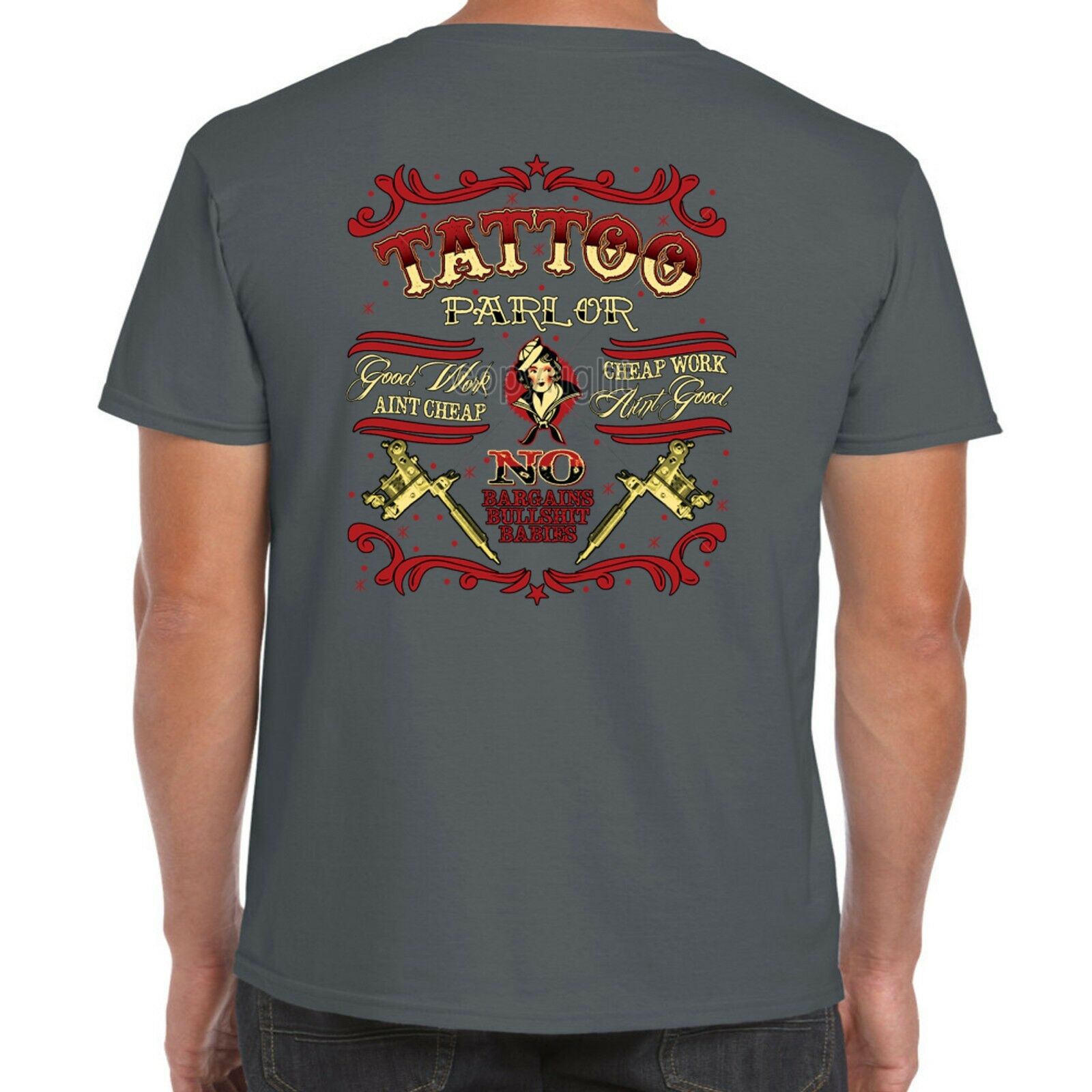Mens Hotrod 58 T Shirt TATTOO PARLOR Tattooist Gun Ink Vintage Rockabilly 134