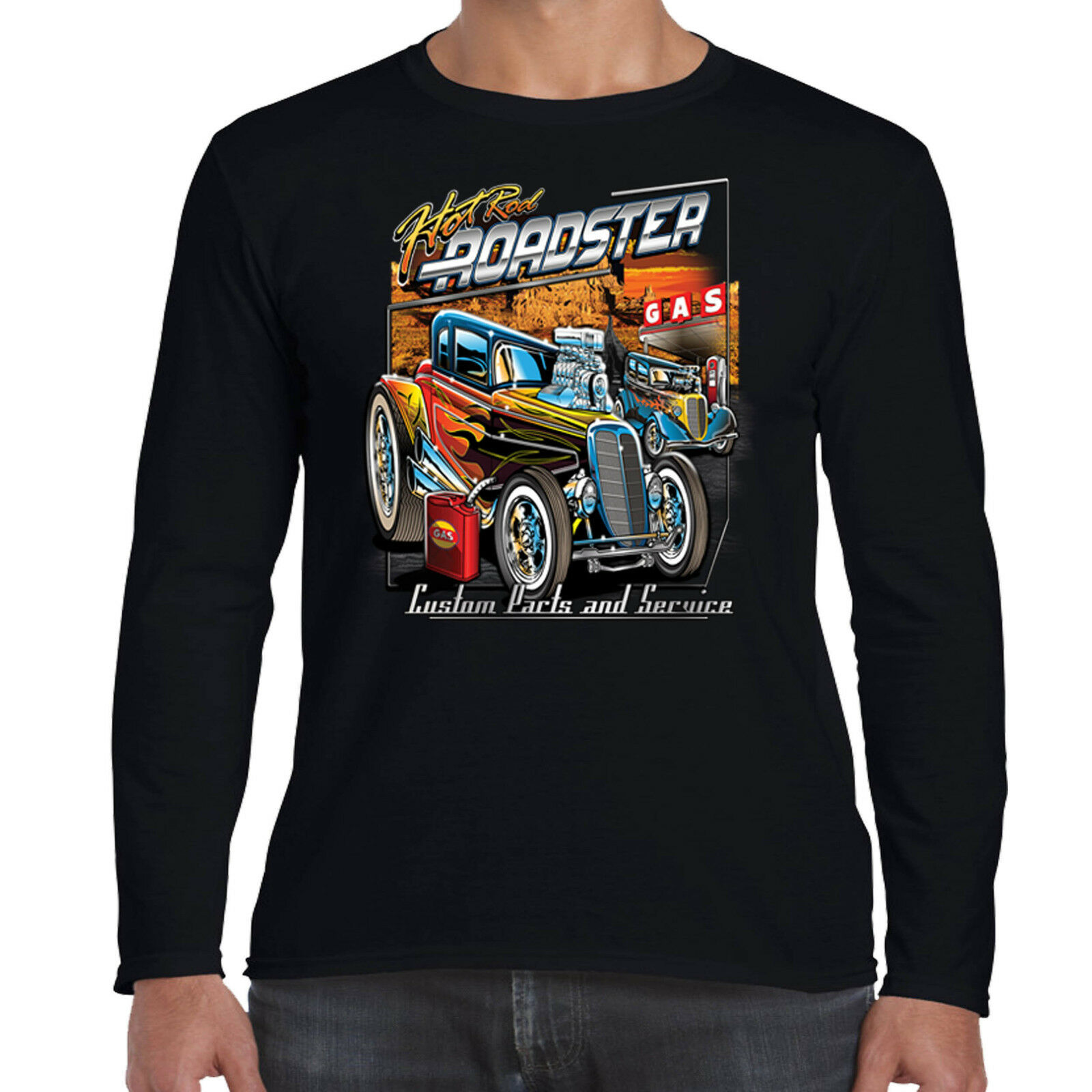 Mens Hotrod 58 Long Sleeve T Shirt Roadster Custom Garage American Street Car 15
