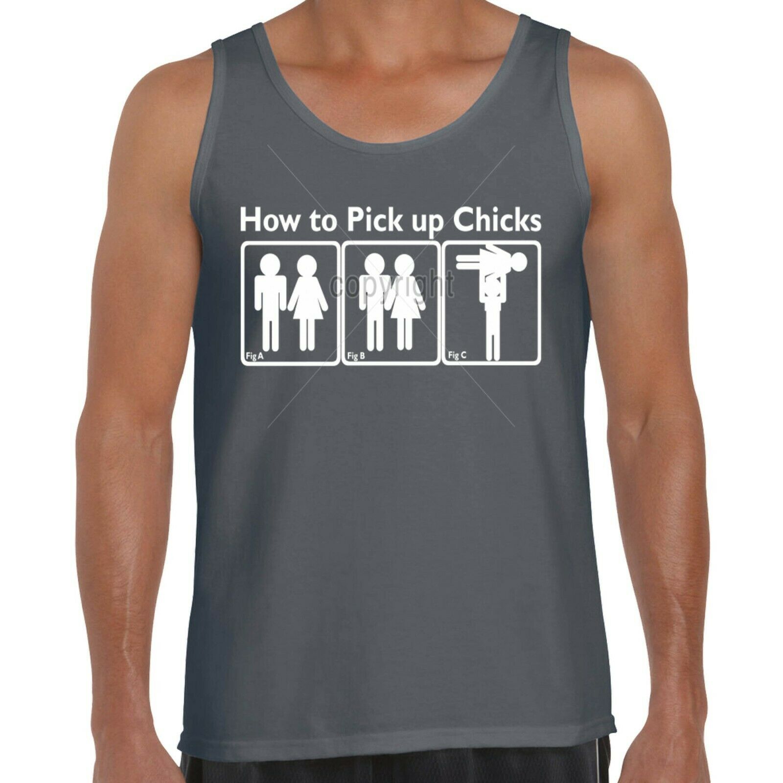 Mens Funny Slogan Joke Vest Tank Top Pick Up Chicks Humorous Rude Joke T EBay