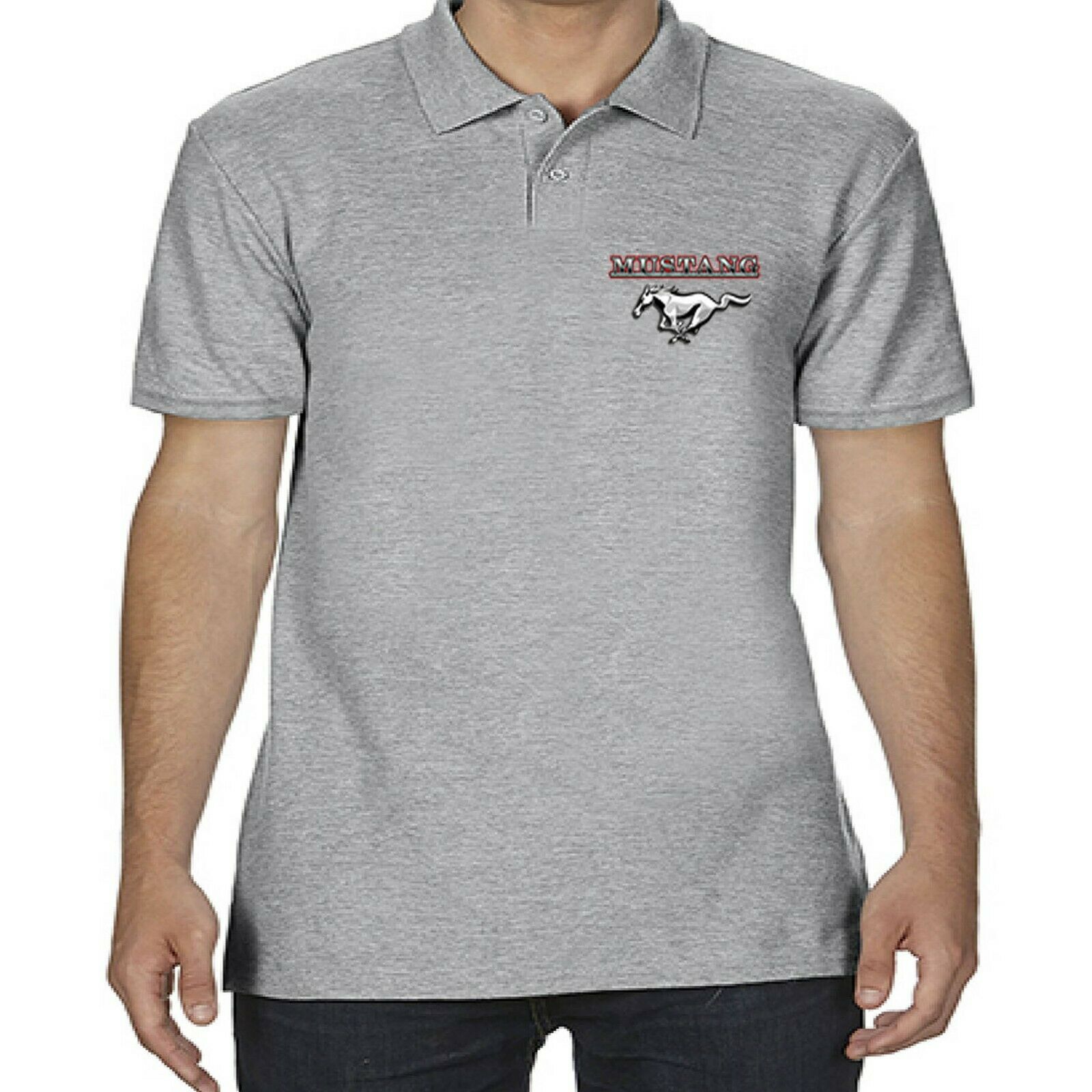 Mens Licensed Ford Mustang Polo Shirt American Classic Chairman V8  Muscle Car 