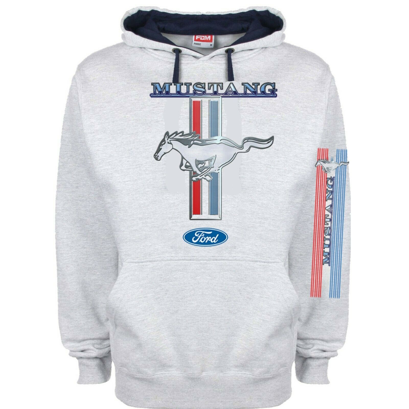 Felpa con Cappuccio Uomo Pullover Hoodie Sweatshirt Maglietta Maniche Lunghe Mustang 1968