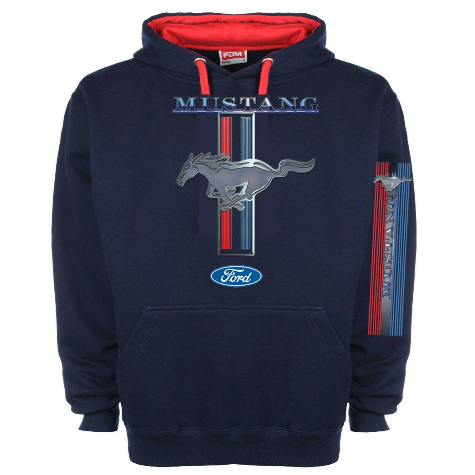 Felpa con Cappuccio Uomo Pullover Hoodie Sweatshirt Maglietta Maniche Lunghe Mustang 1968