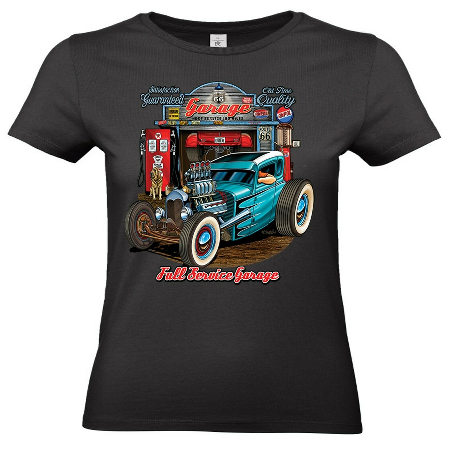 Ladies Hotrod 58 T Shirt Hot Rat Rod American Service Garage Rockabilly ...