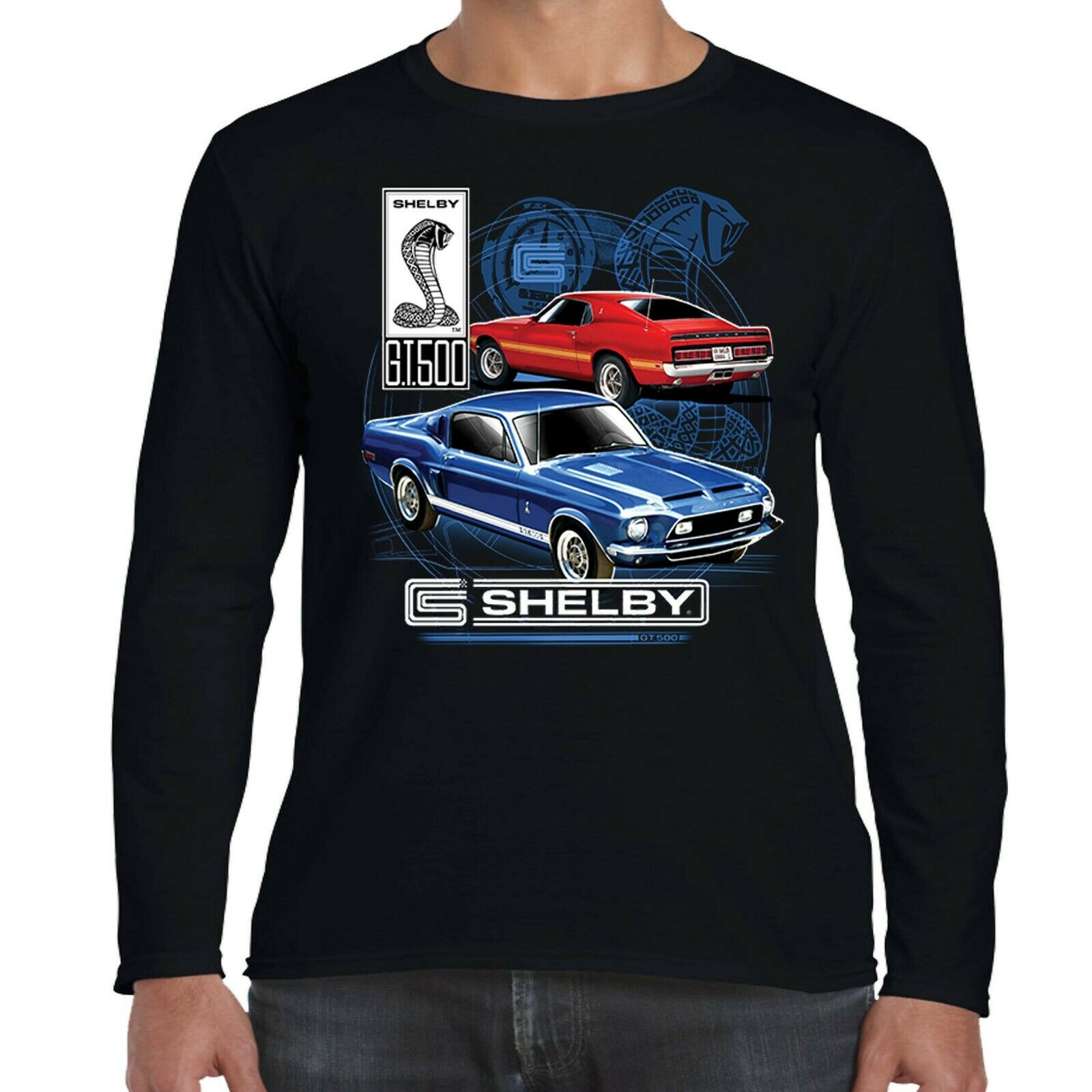 Mens Ford Mustang Carroll Shelby Long Sleeve T-Shirt American Muscle ...