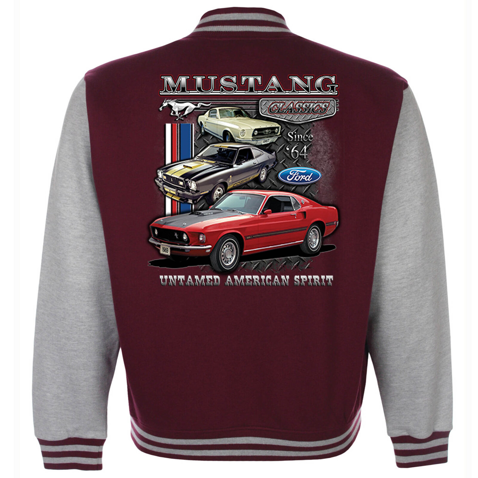 Ford Mustang Baseball Varsity Jacket American Classic Pony Vintage V8 Muscle Car